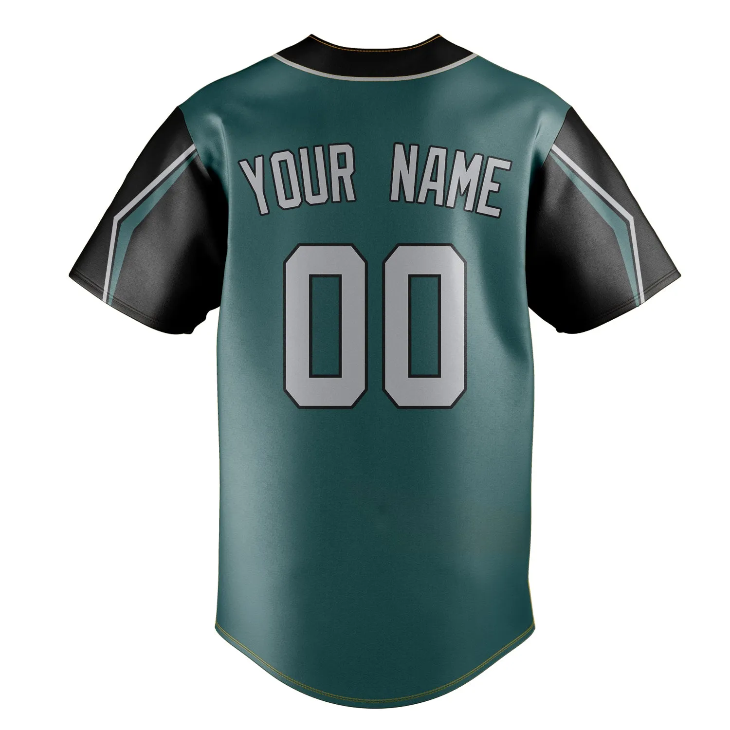 Custom Midnight Green & Gray 3 Colors Arm Shapes Fan Baseball Jersey sold by Tailorly product image thumbnail 4
