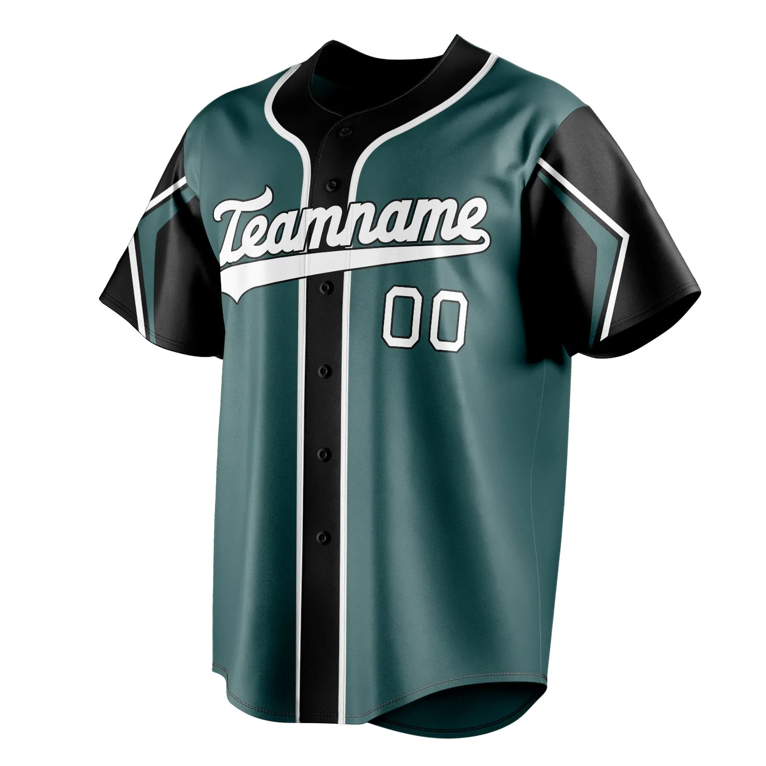 Custom Midnight Green & White 3 Colors Arm Shapes Fan Baseball Jersey sold by Tailorly product image thumbnail 3
