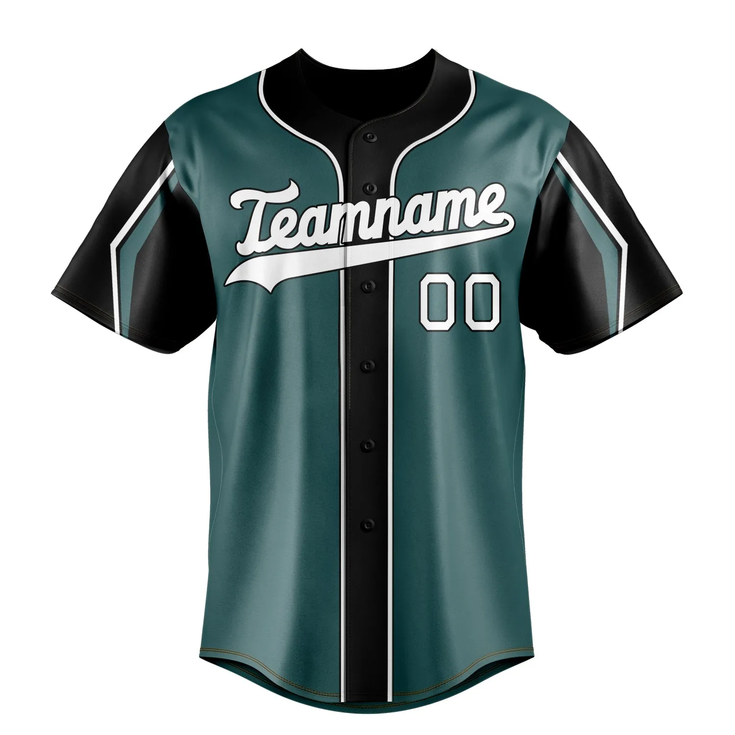 Custom Midnight Green & White 3 Colors Arm Shapes Fan Baseball Jersey sold by Tailorly product image thumbnail 2