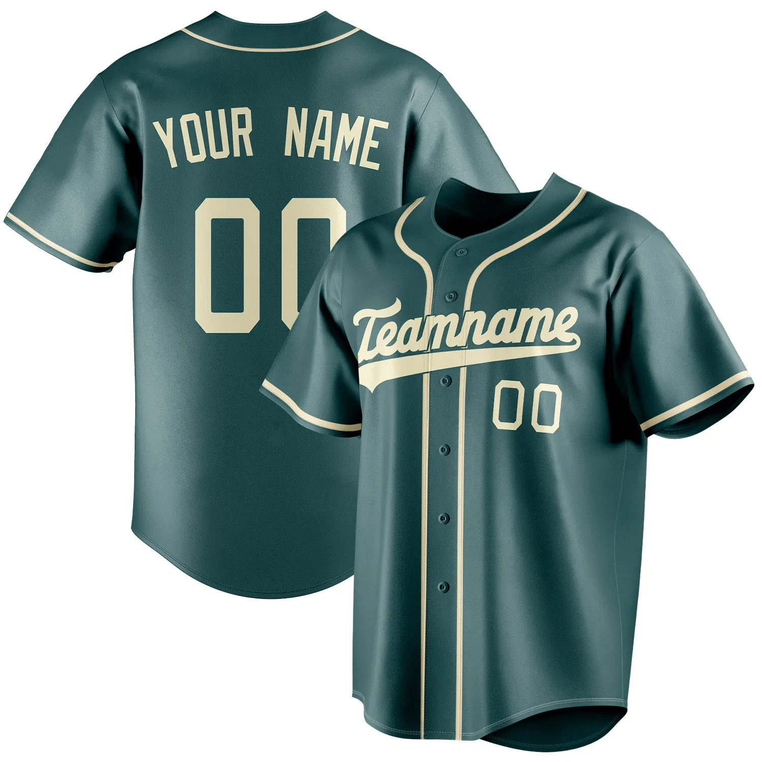 Custom Midnight Green & Cream Color Fan Baseball Jersey sold by Tailorly