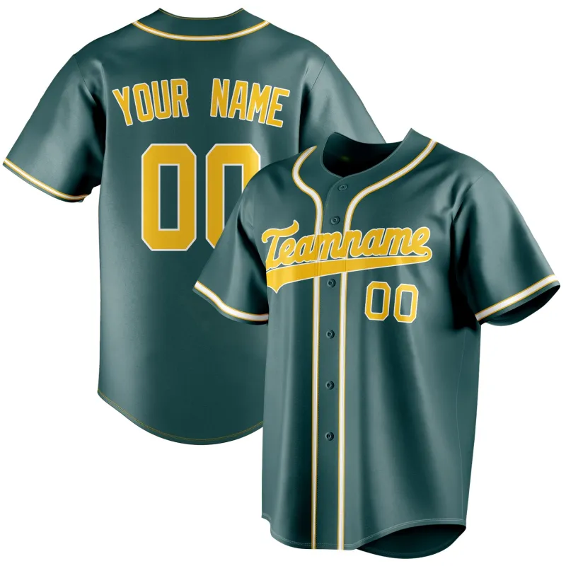 Custom Midnight Green & Gold Color Fan Baseball Jersey sold by Tailorly