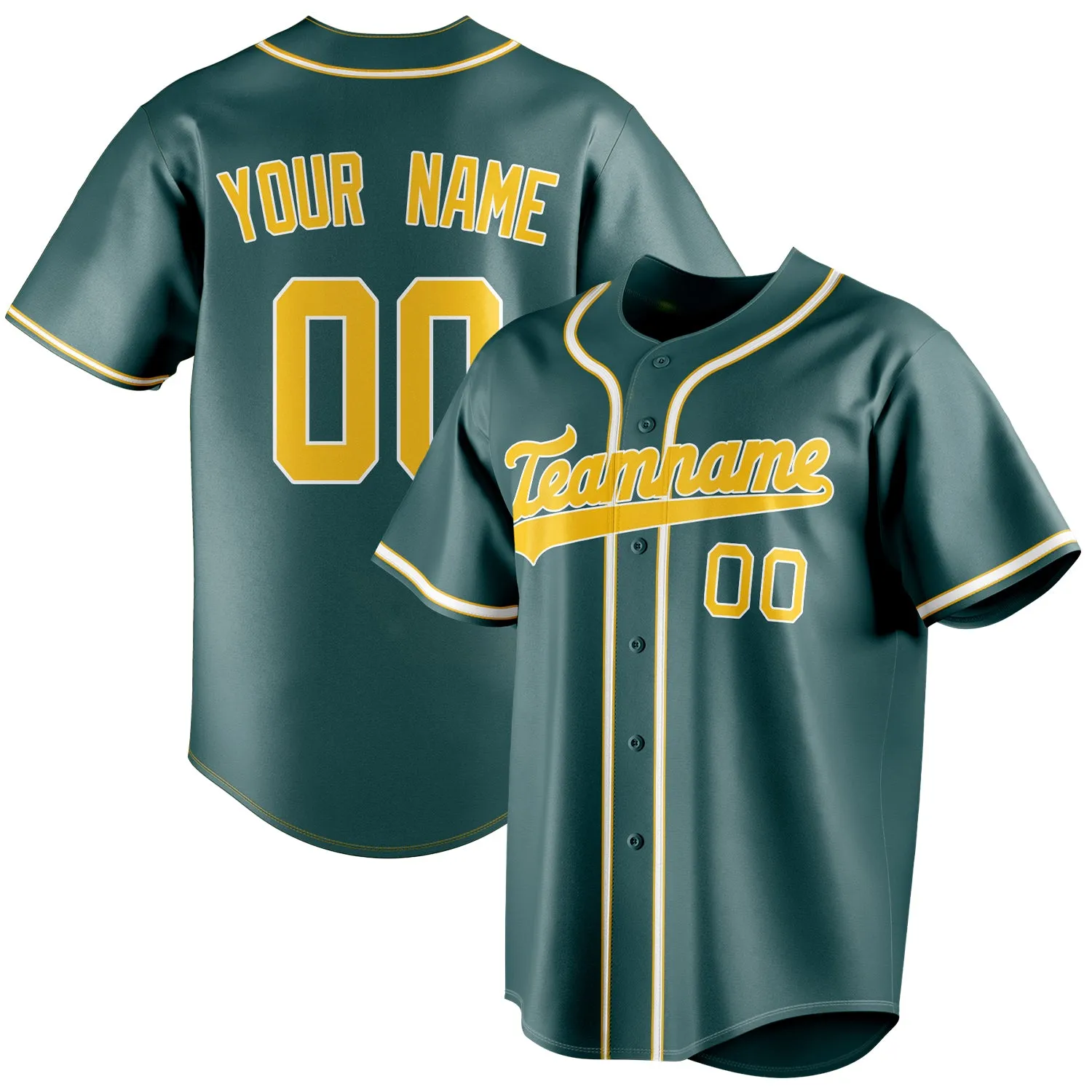 Custom Midnight Green & Gold Color Fan Baseball Jersey sold by Tailorly