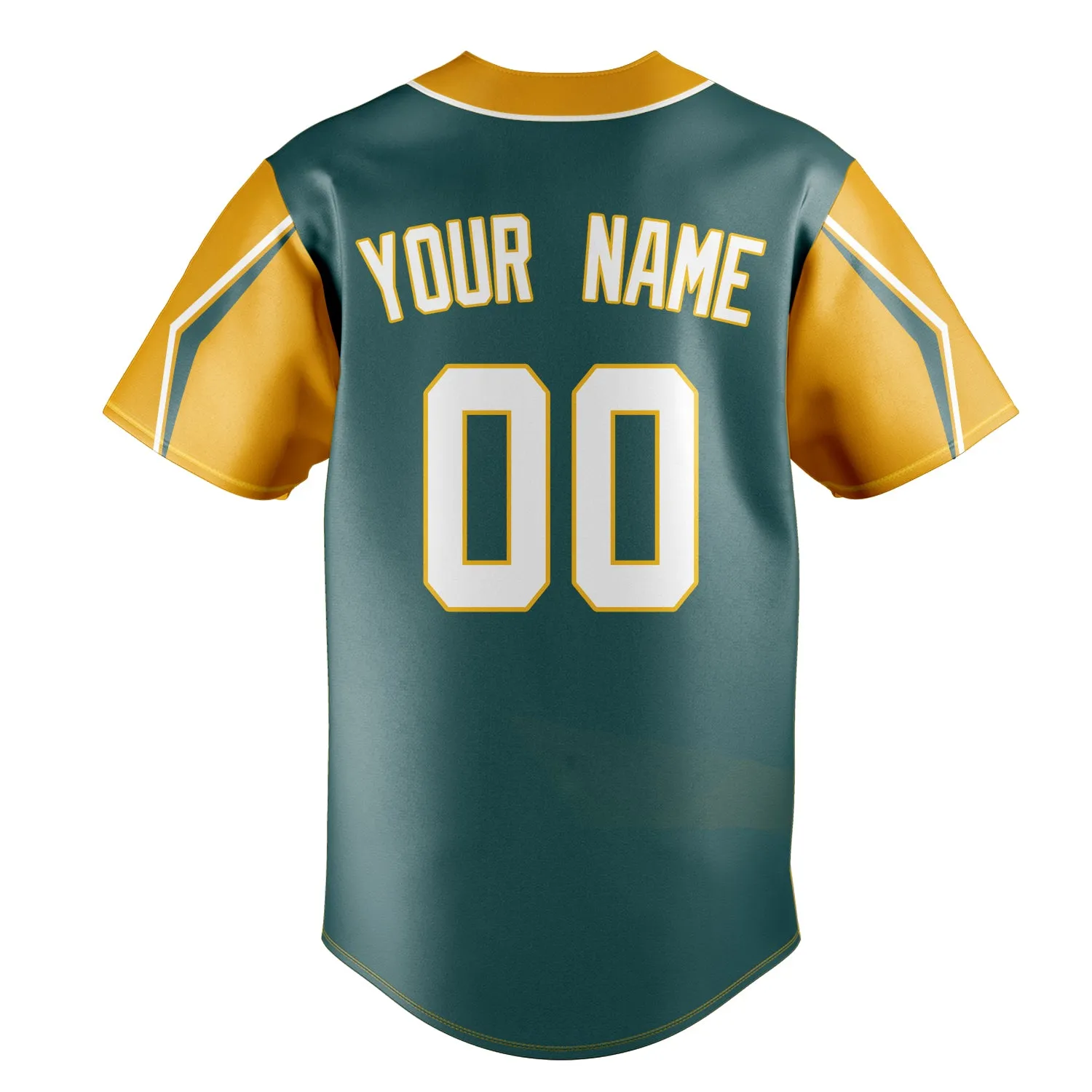 Custom Midnight Green & Yellow 3 Colors Arm Shapes Fan Baseball Jersey sold by Tailorly product image thumbnail 4
