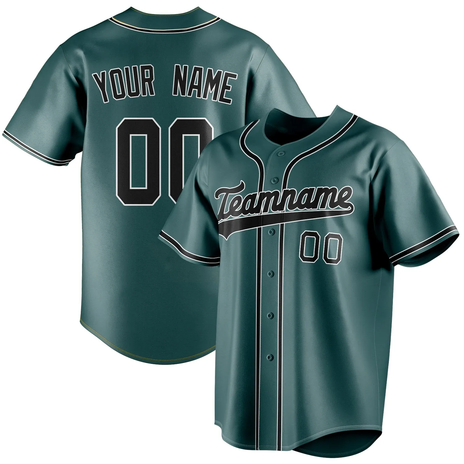 Custom Midnight Green & Black Color Fan Baseball Jersey sold by Tailorly