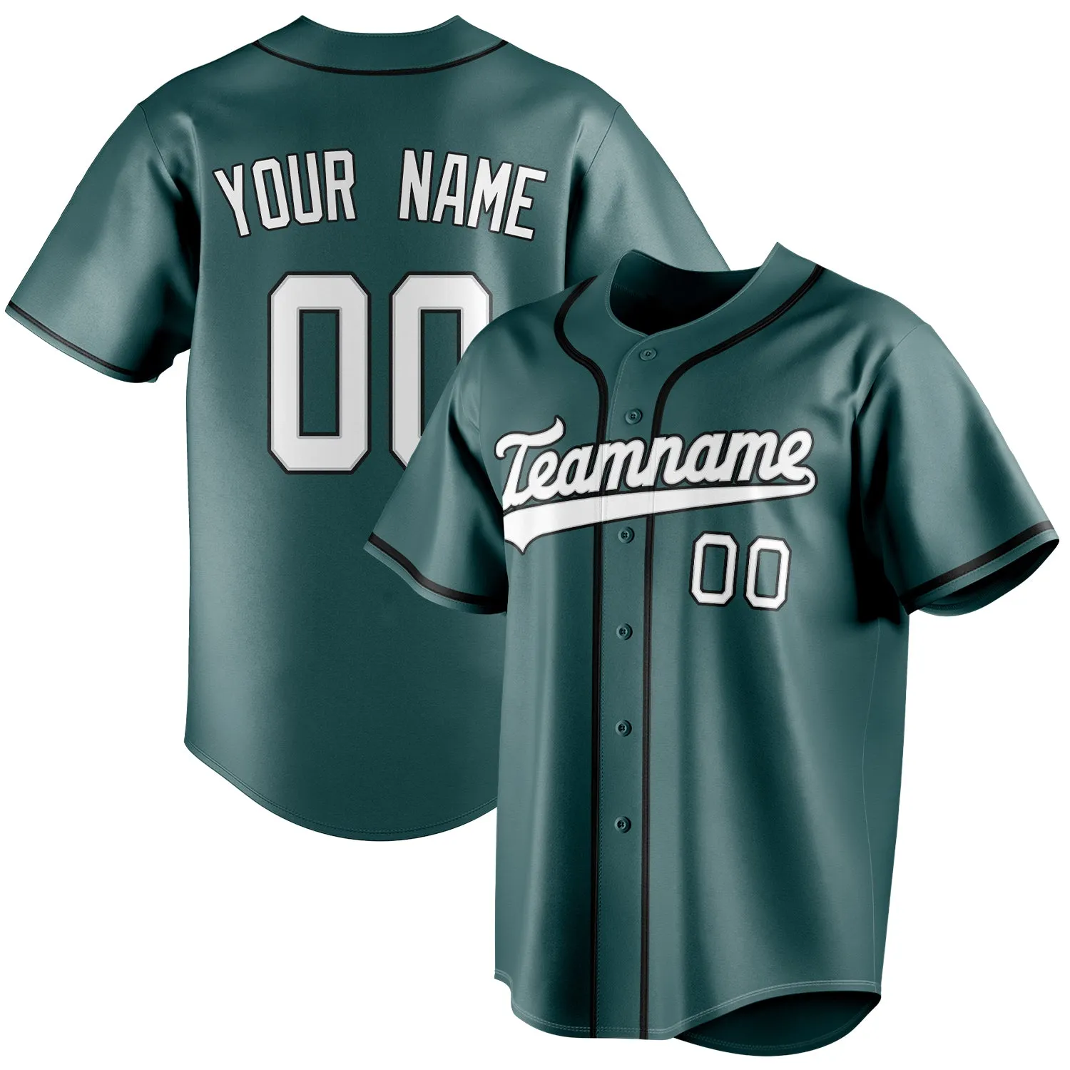 Custom Midnight Green & White Color Fan Baseball Jersey sold by Tailorly