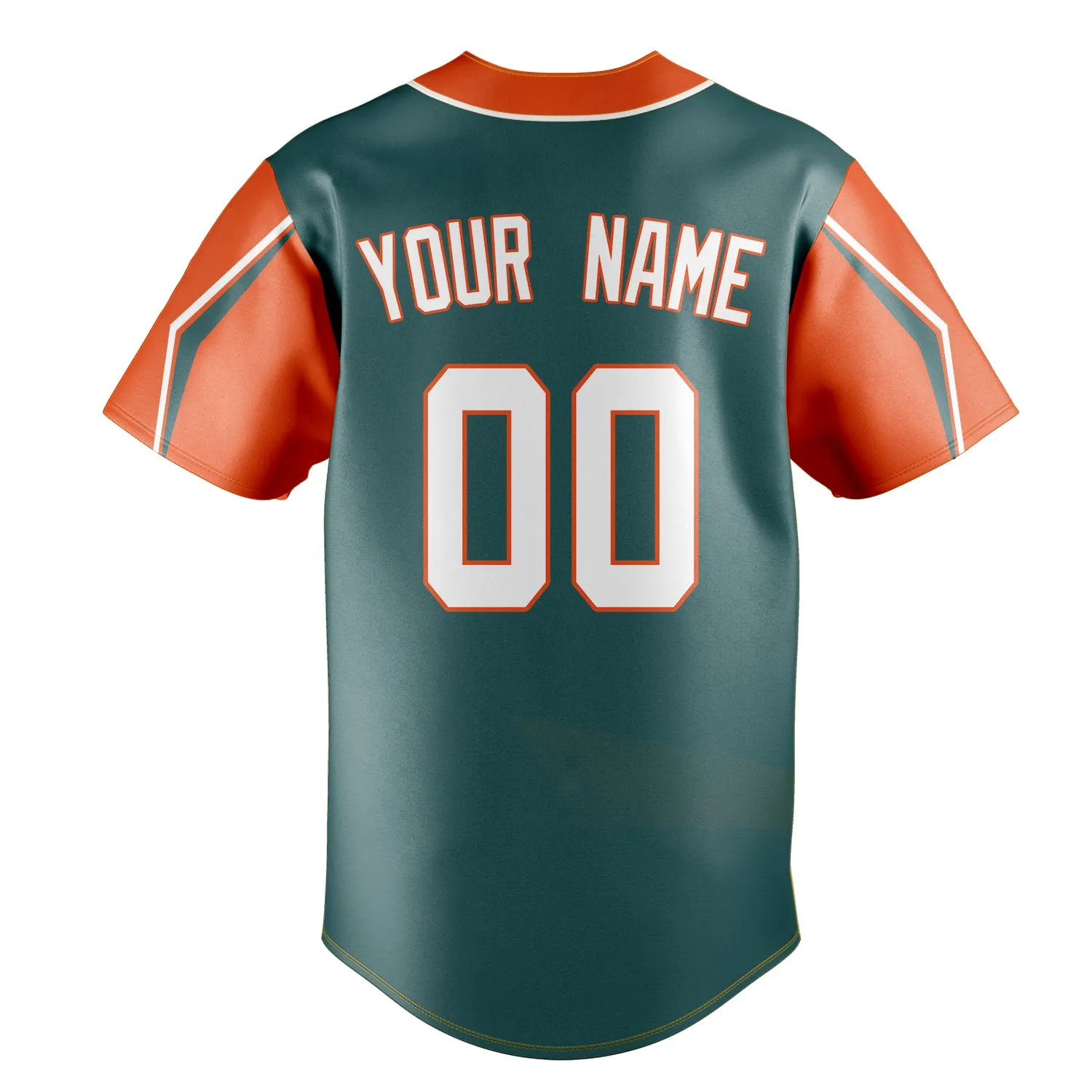 Custom Midnight Green & Orange 3 Colors Arm Shapes Fan Baseball Jersey sold by Tailorly product image thumbnail 4
