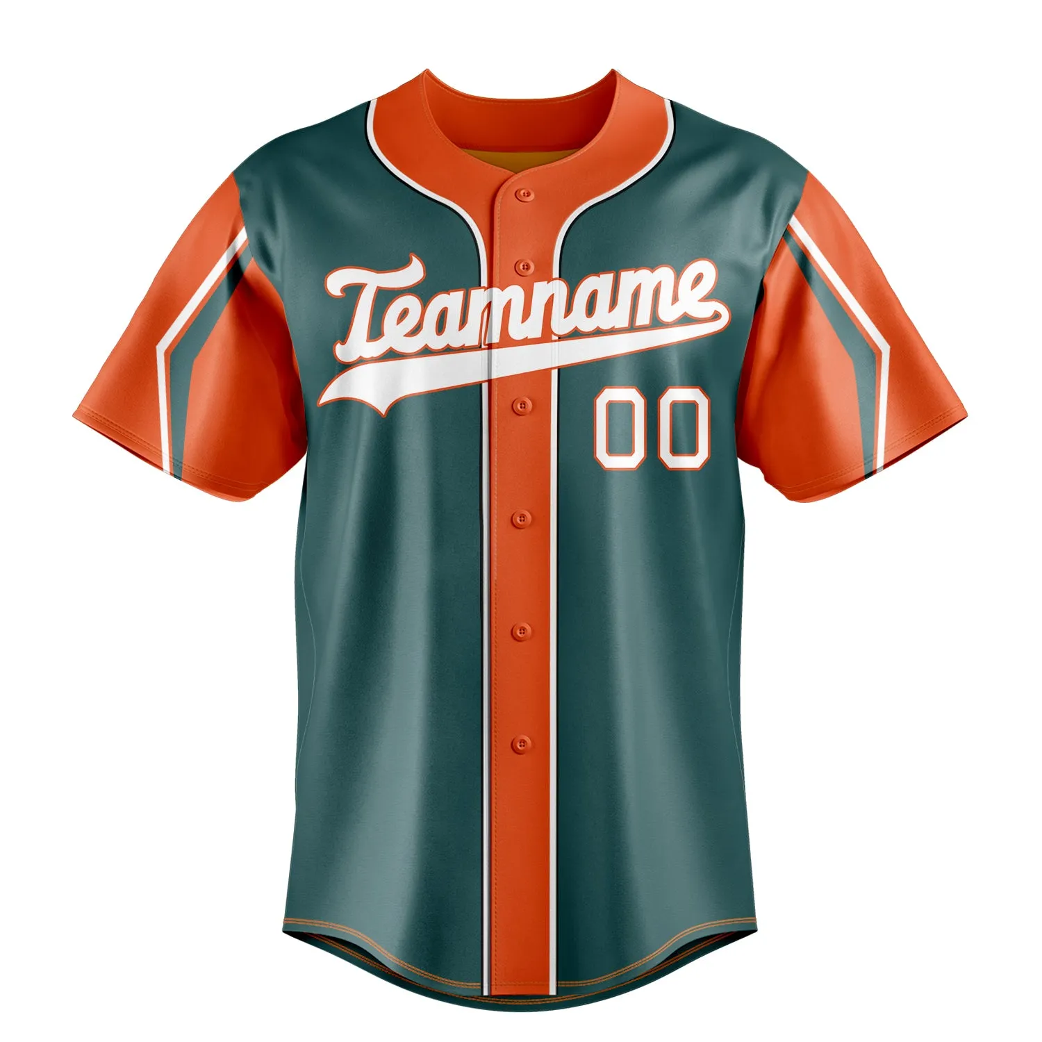 Custom Midnight Green & Orange 3 Colors Arm Shapes Fan Baseball Jersey sold by Tailorly product image thumbnail 2