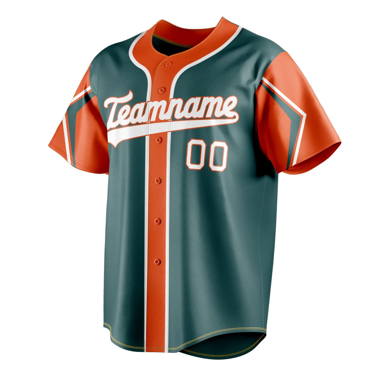 Custom Midnight Green & Orange 3 Colors Arm Shapes Fan Baseball Jersey sold by Tailorly product image thumbnail 3