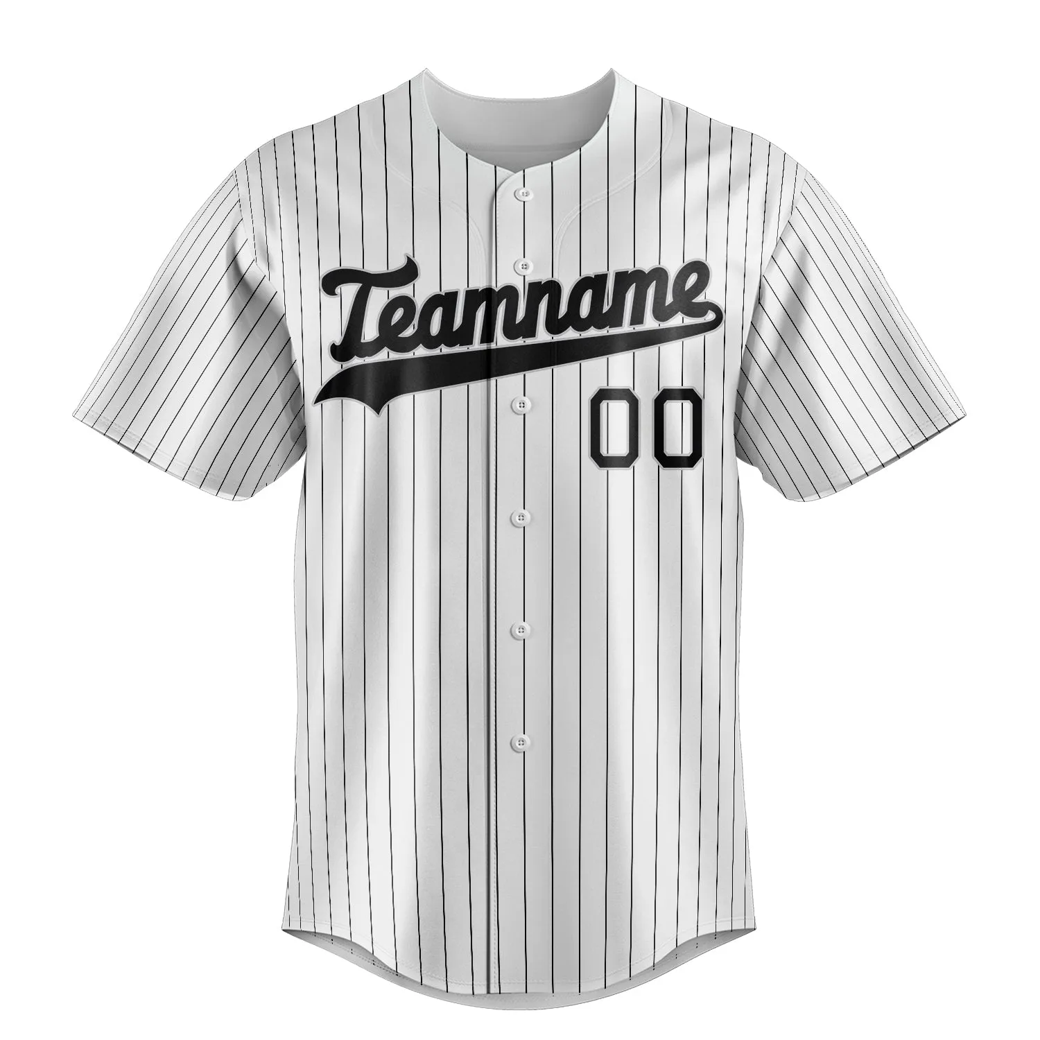 Custom White & Black Black Pinstripe Fan Baseball Jersey sold by Tailorly product image thumbnail 2