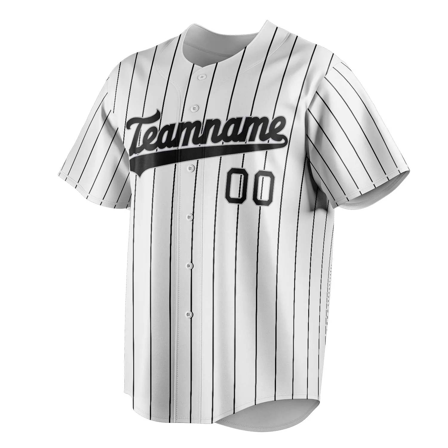 Custom White & Black Black Pinstripe Fan Baseball Jersey sold by Tailorly product image thumbnail 3