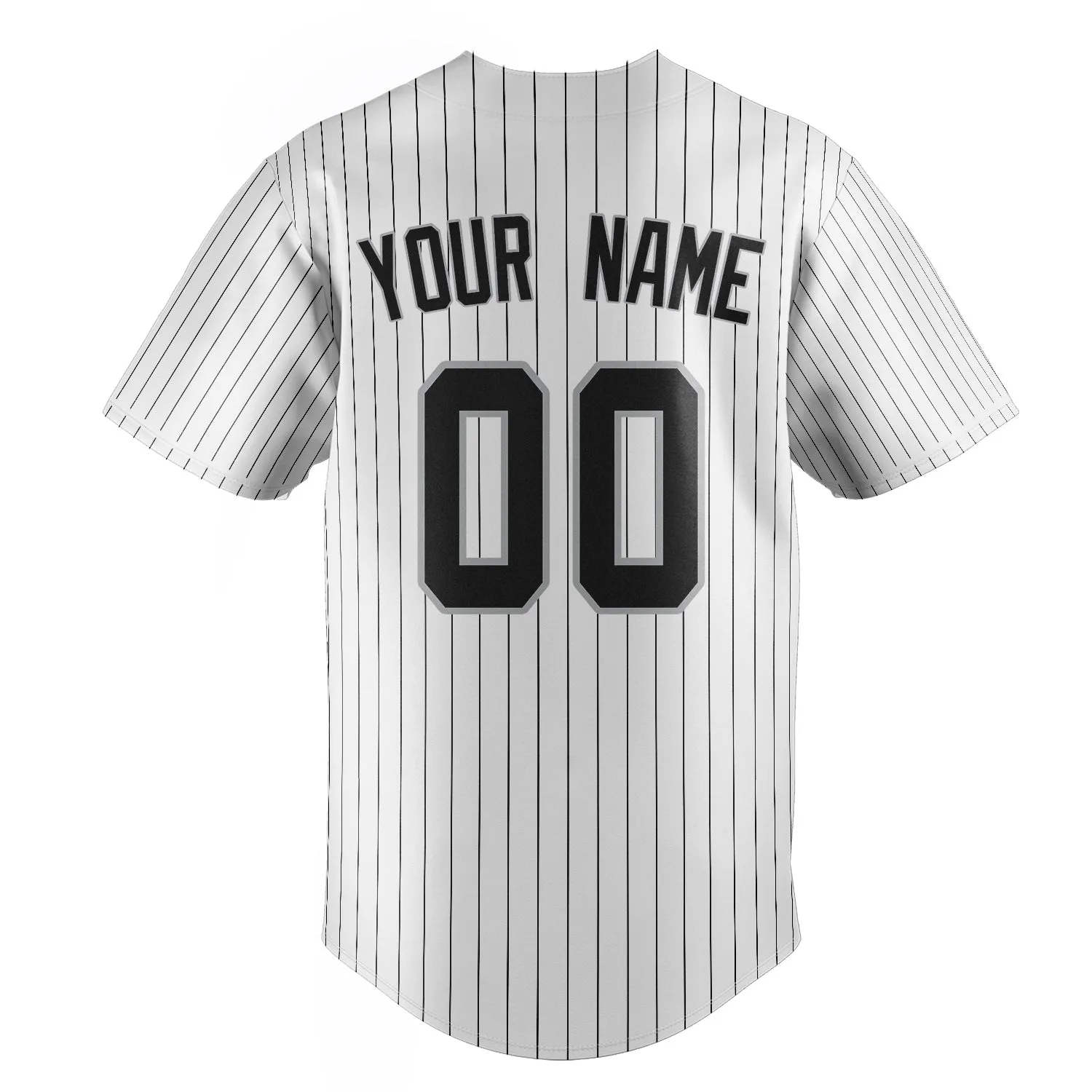 Custom White & Black Black Pinstripe Fan Baseball Jersey sold by Tailorly product image thumbnail 4