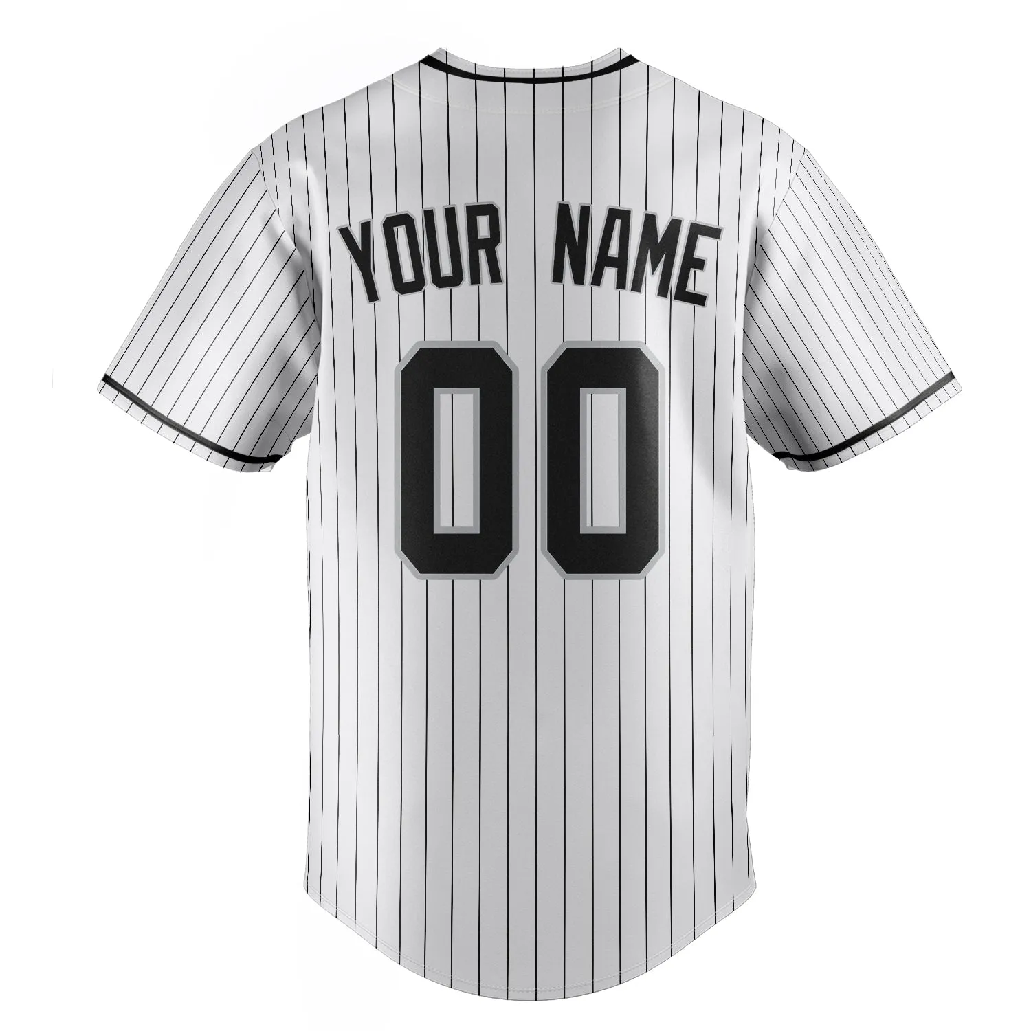 Custom White & Black Black Pinstripe Fan Baseball Jersey sold by Tailorly product image thumbnail 4