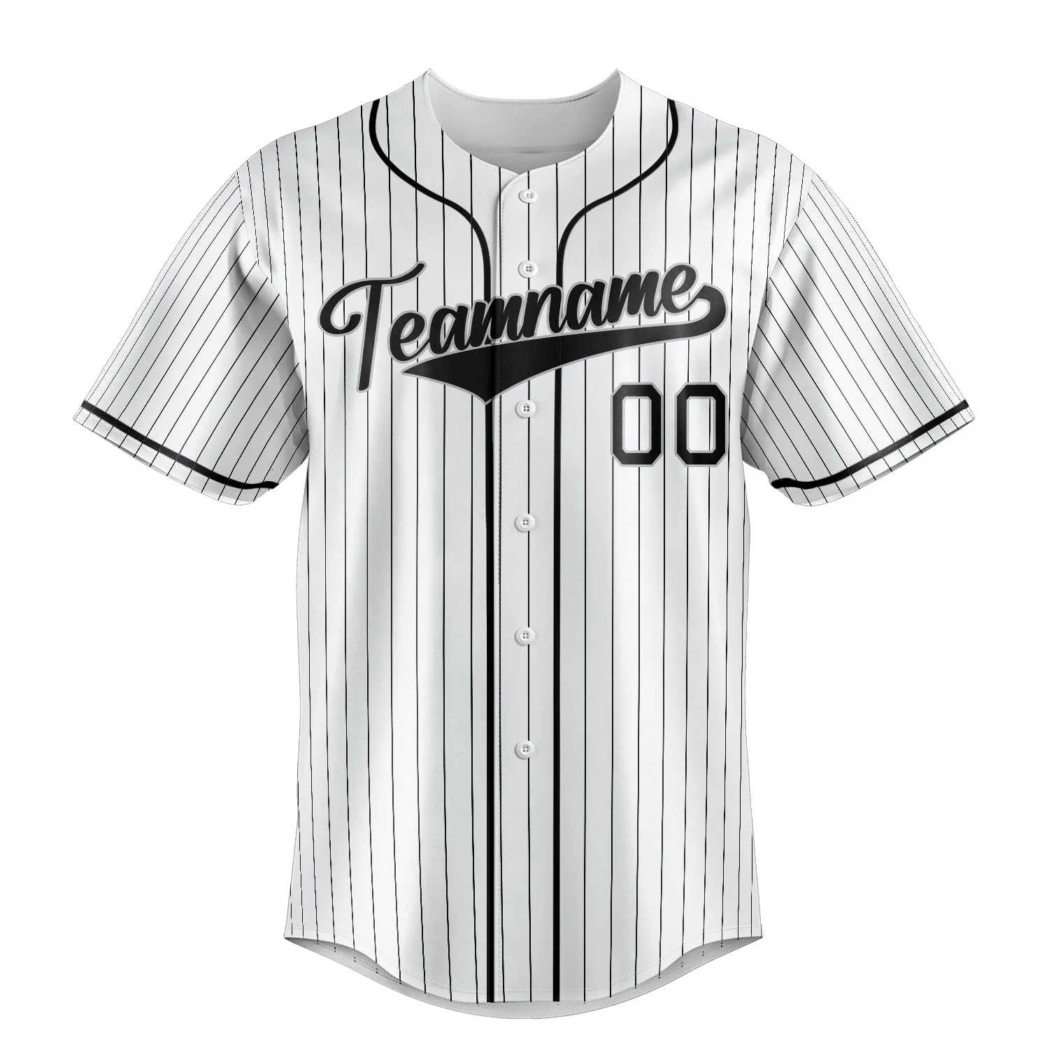 Custom White & Black Black Pinstripe Fan Baseball Jersey sold by Tailorly product image thumbnail 2