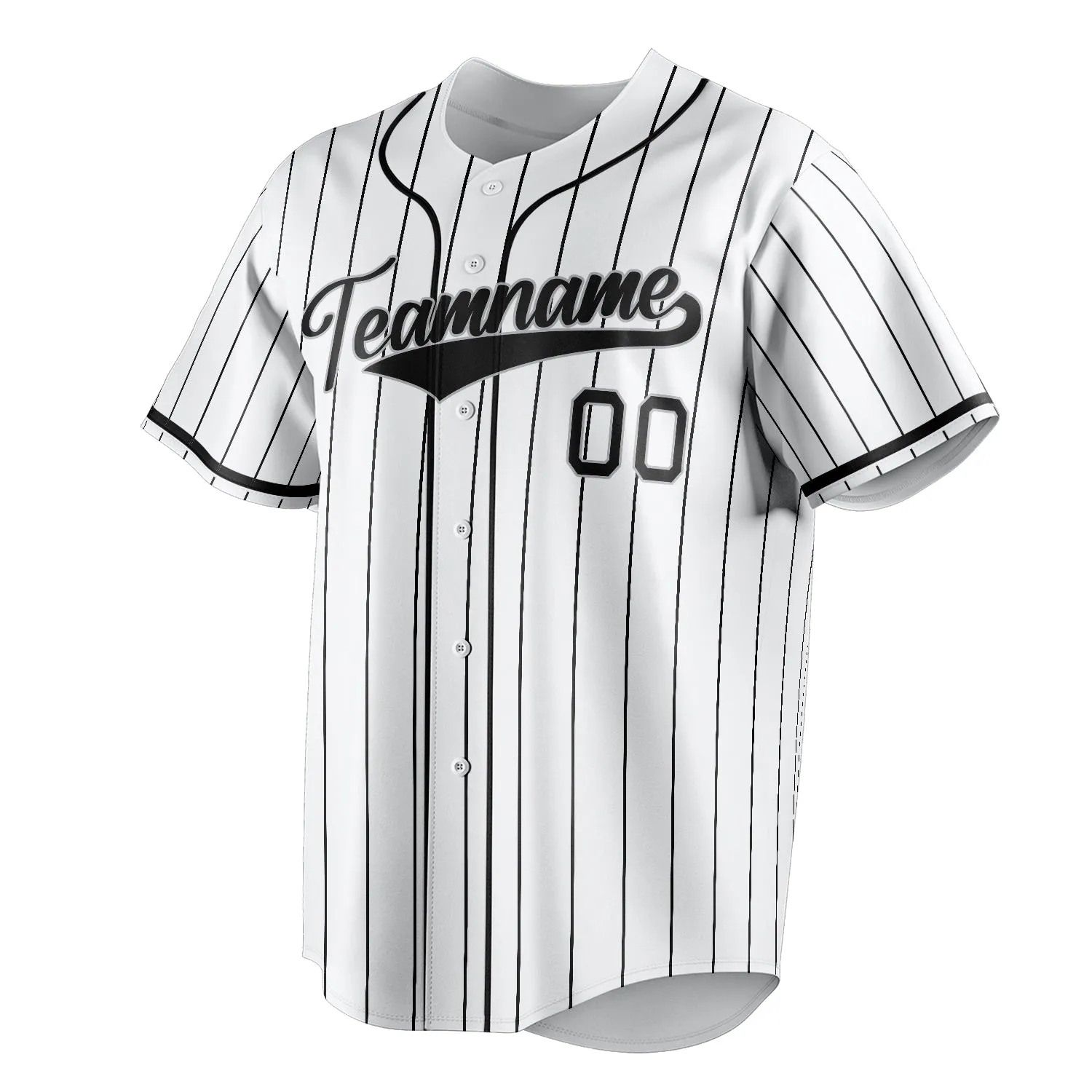Custom White & Black Black Pinstripe Fan Baseball Jersey sold by Tailorly product image thumbnail 3