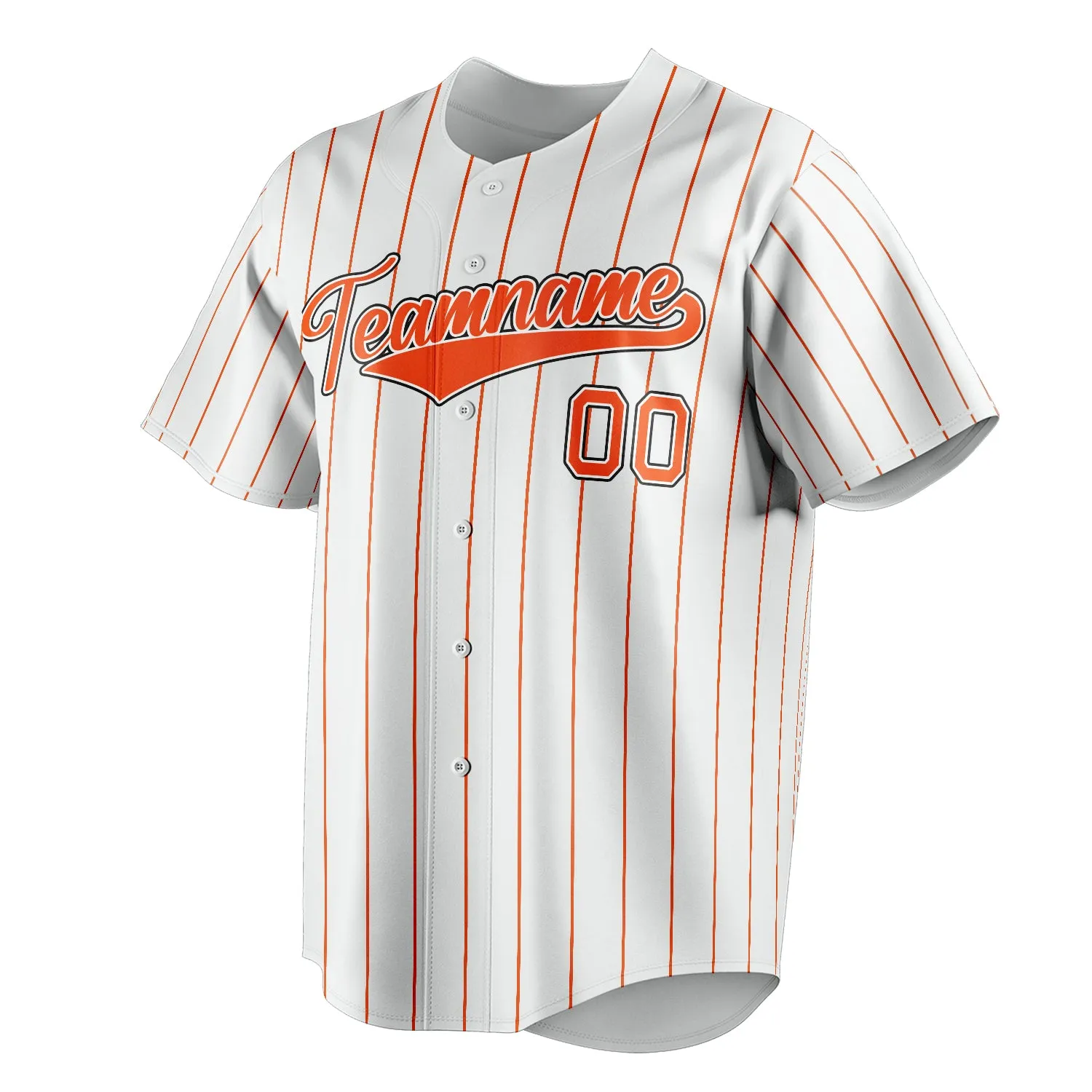 Custom White & Orange Orange Pinstripe Fan Baseball Jersey sold by Tailorly product image thumbnail 3