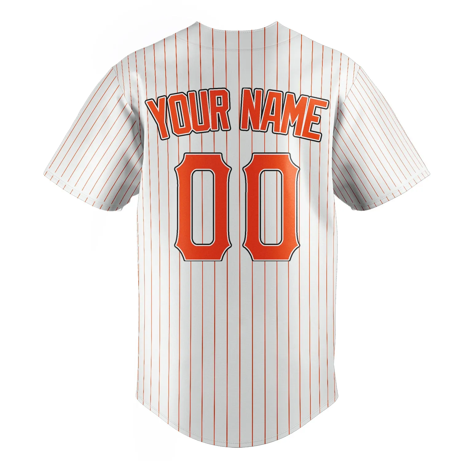 Custom White & Orange Orange Pinstripe Fan Baseball Jersey sold by Tailorly product image thumbnail 4