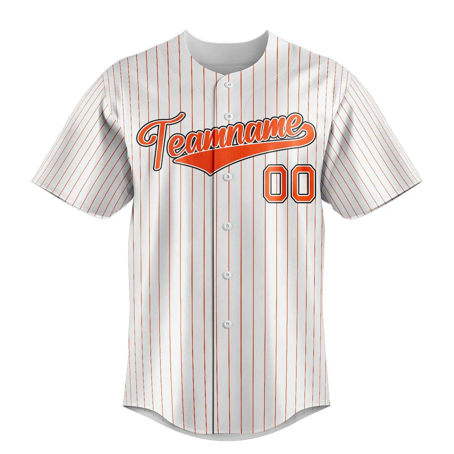 Custom White & Orange Orange Pinstripe Fan Baseball Jersey sold by Tailorly product image thumbnail 2
