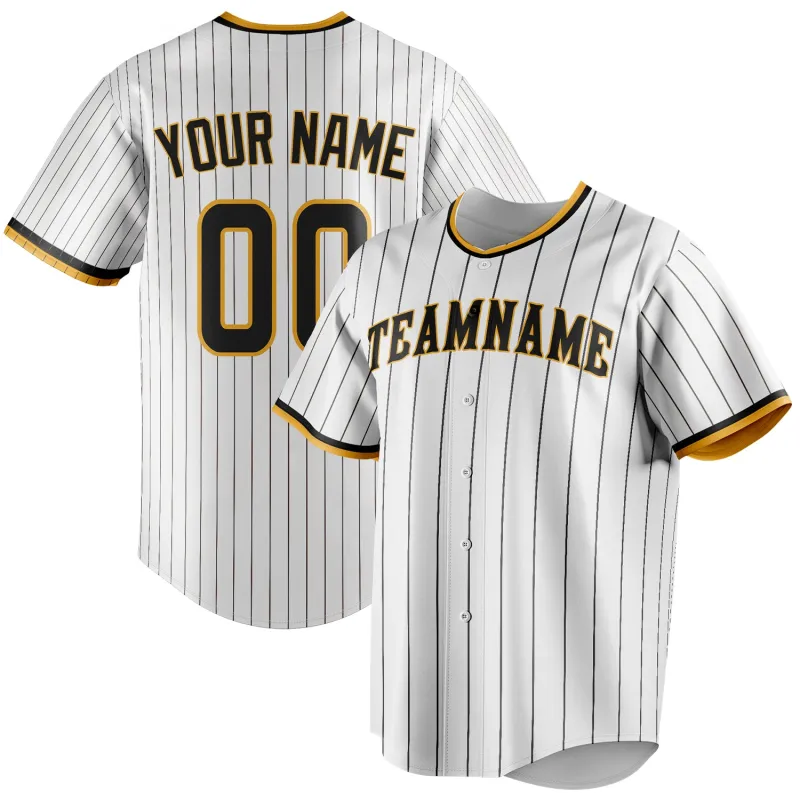 Custom White & Brown Brown Pinstripe Fan Baseball Jersey sold by Tailorly
