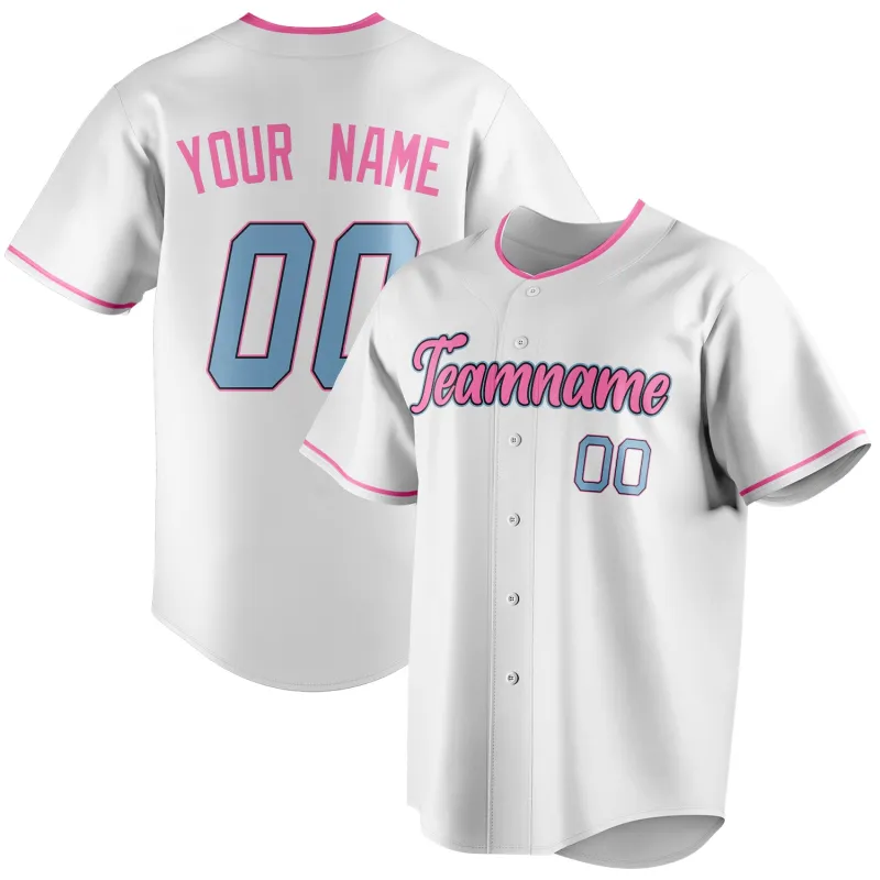 Custom White & Pink Color Fan Baseball Jersey sold by Tailorly