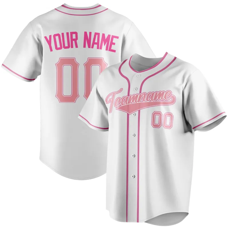 Custom White & Pink Color Fan Baseball Jersey sold by Tailorly