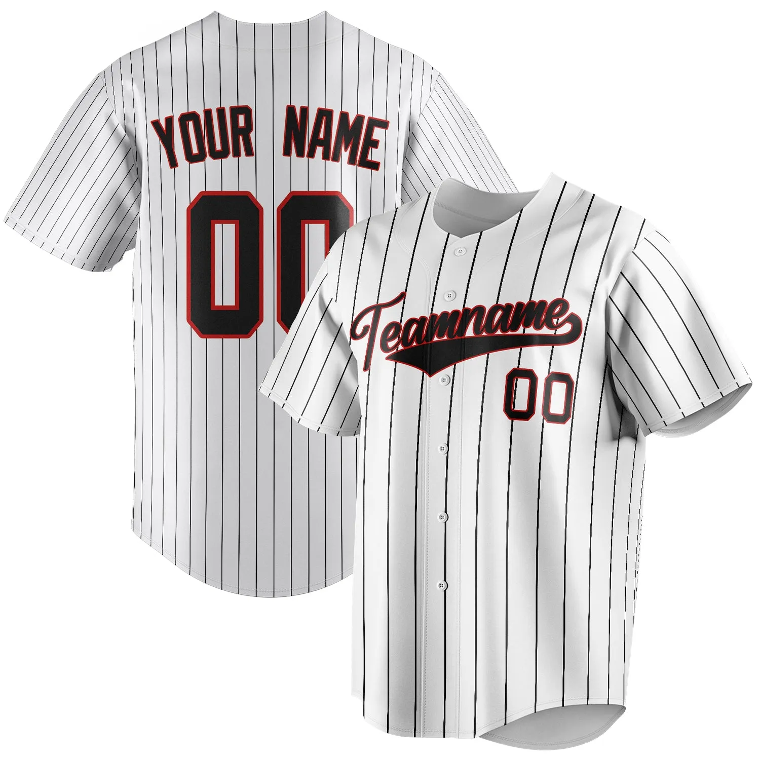 Custom White & Black Black Pinstripe Fan Baseball Jersey sold by Tailorly
