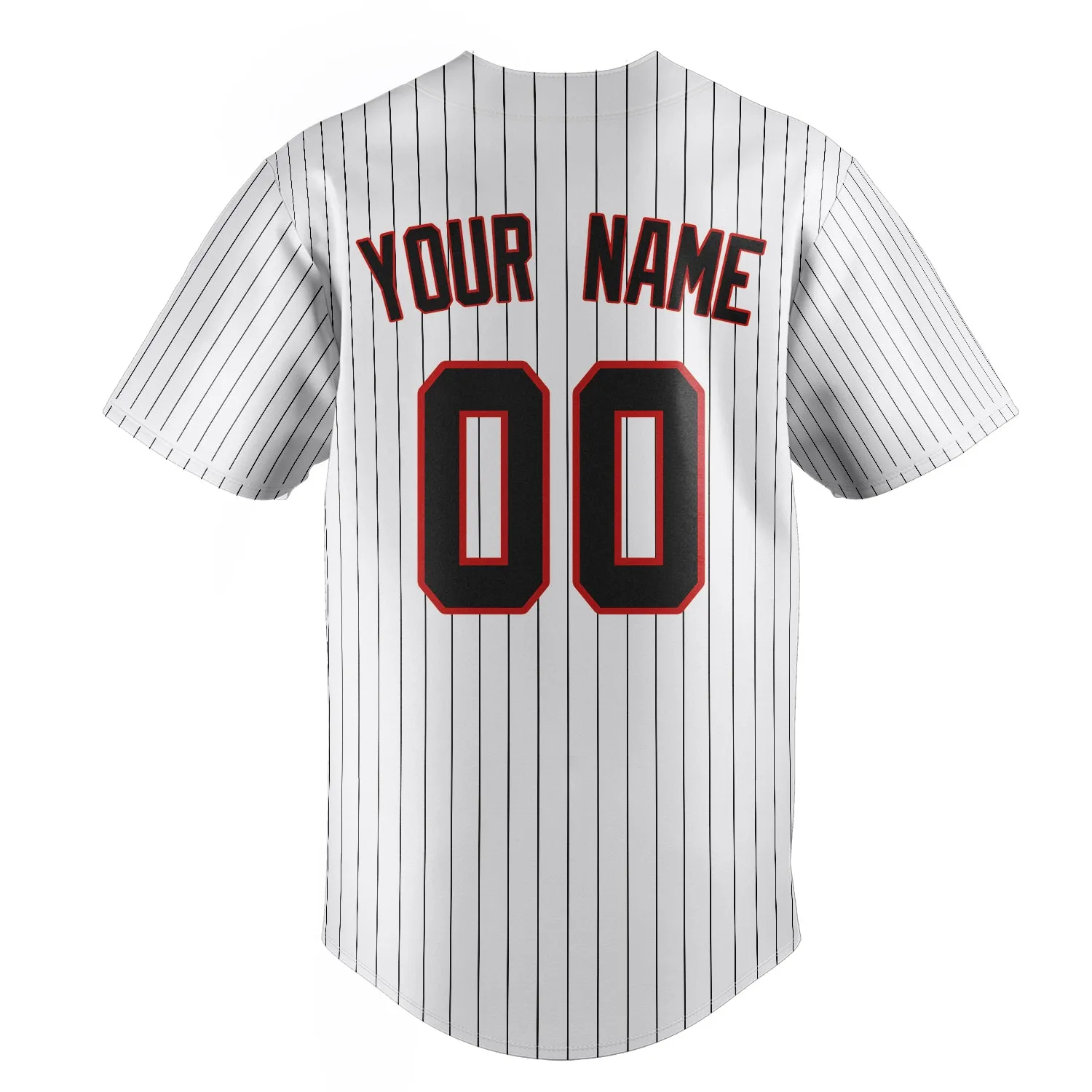 Custom White & Black Black Pinstripe Fan Baseball Jersey sold by Tailorly product image thumbnail 4