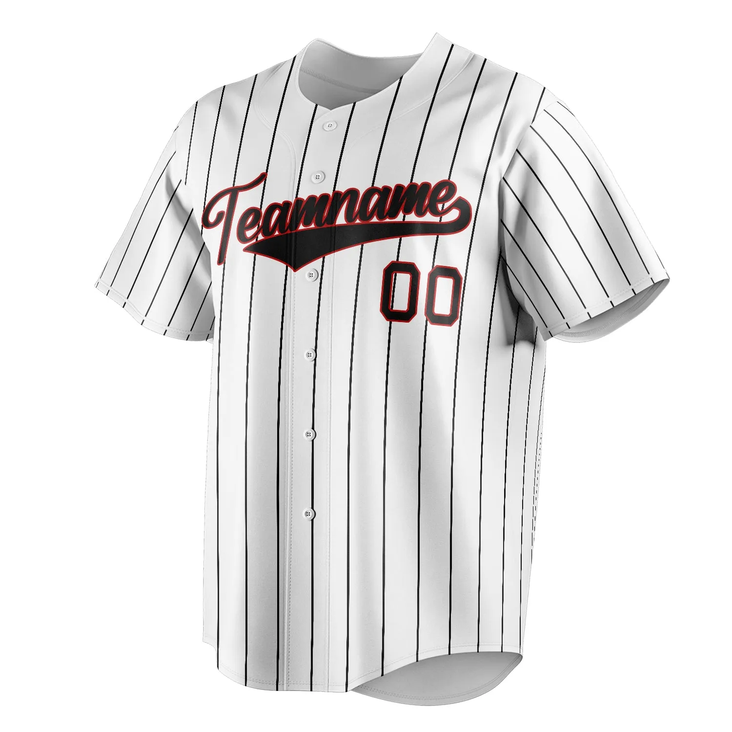 Custom White & Black Black Pinstripe Fan Baseball Jersey sold by Tailorly product image thumbnail 3