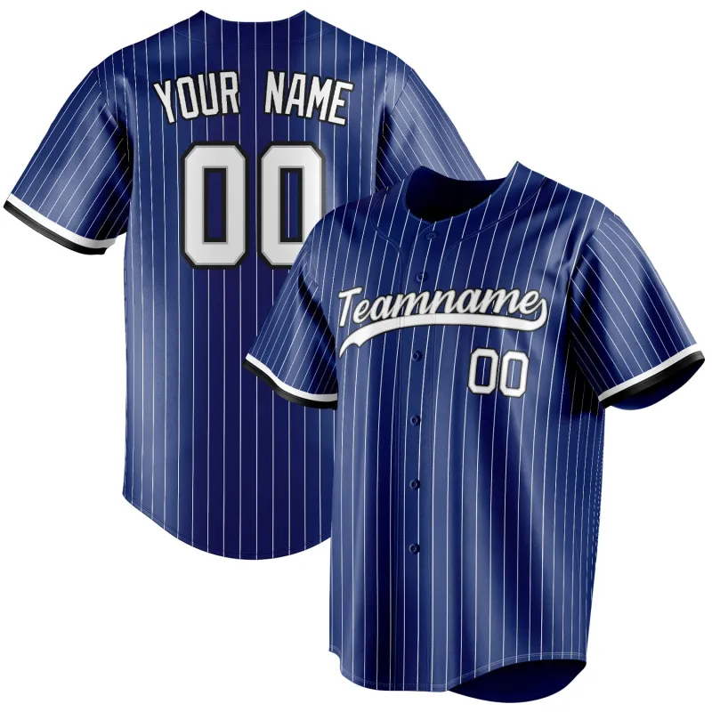 Custom Royal & White White Pinstripe Fan Baseball Jersey sold by Tailorly