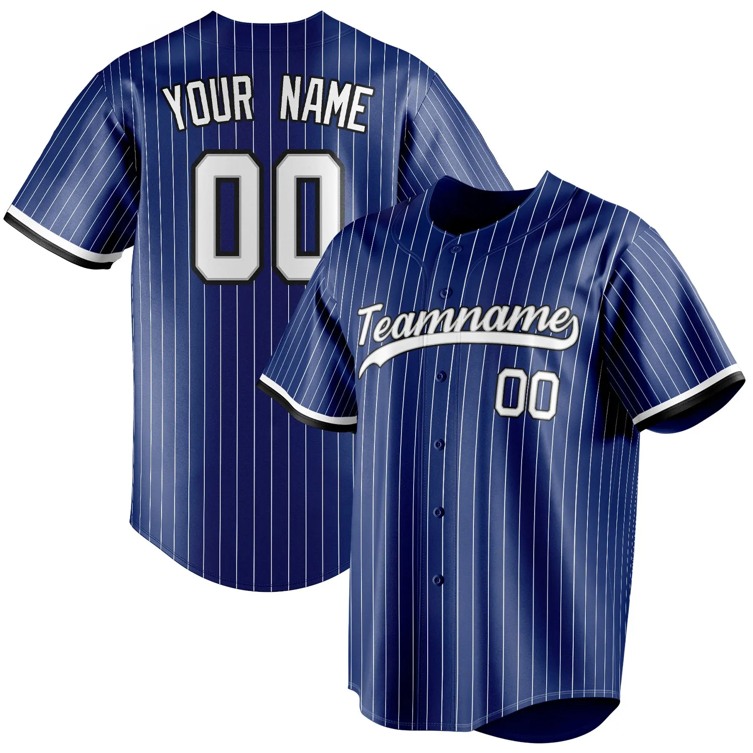 Custom Royal & White White Pinstripe Fan Baseball Jersey sold by Tailorly