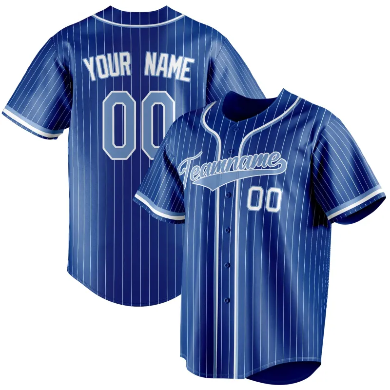 Custom Royal & Light Blue White Pinstripe Fan Baseball Jersey sold by Tailorly