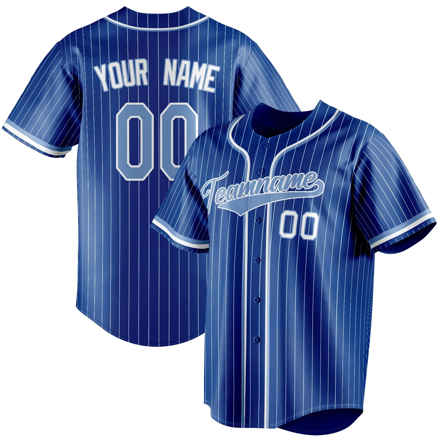 Custom Royal & Light Blue White Pinstripe Fan Baseball Jersey sold by Tailorly