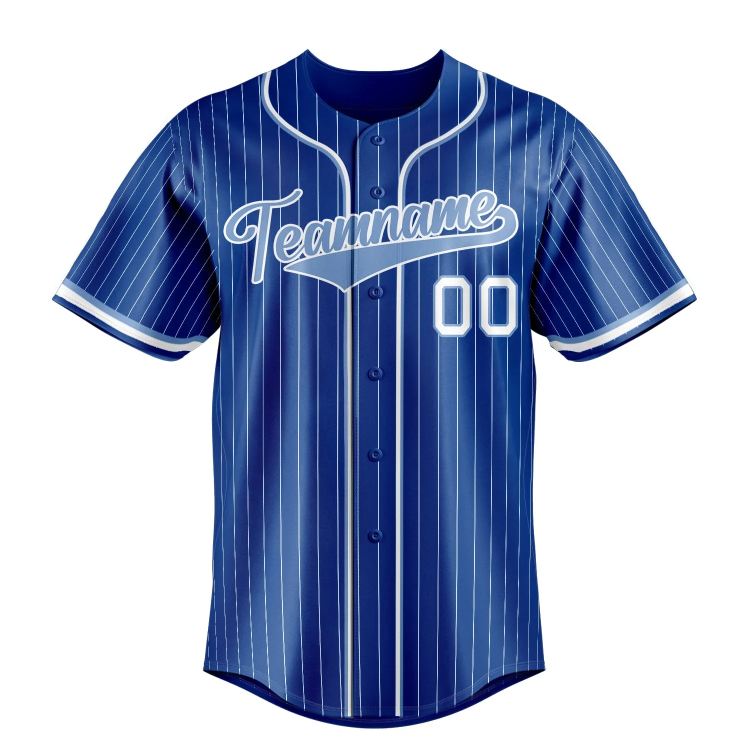 Custom Royal & Light Blue White Pinstripe Fan Baseball Jersey sold by Tailorly product image thumbnail 2