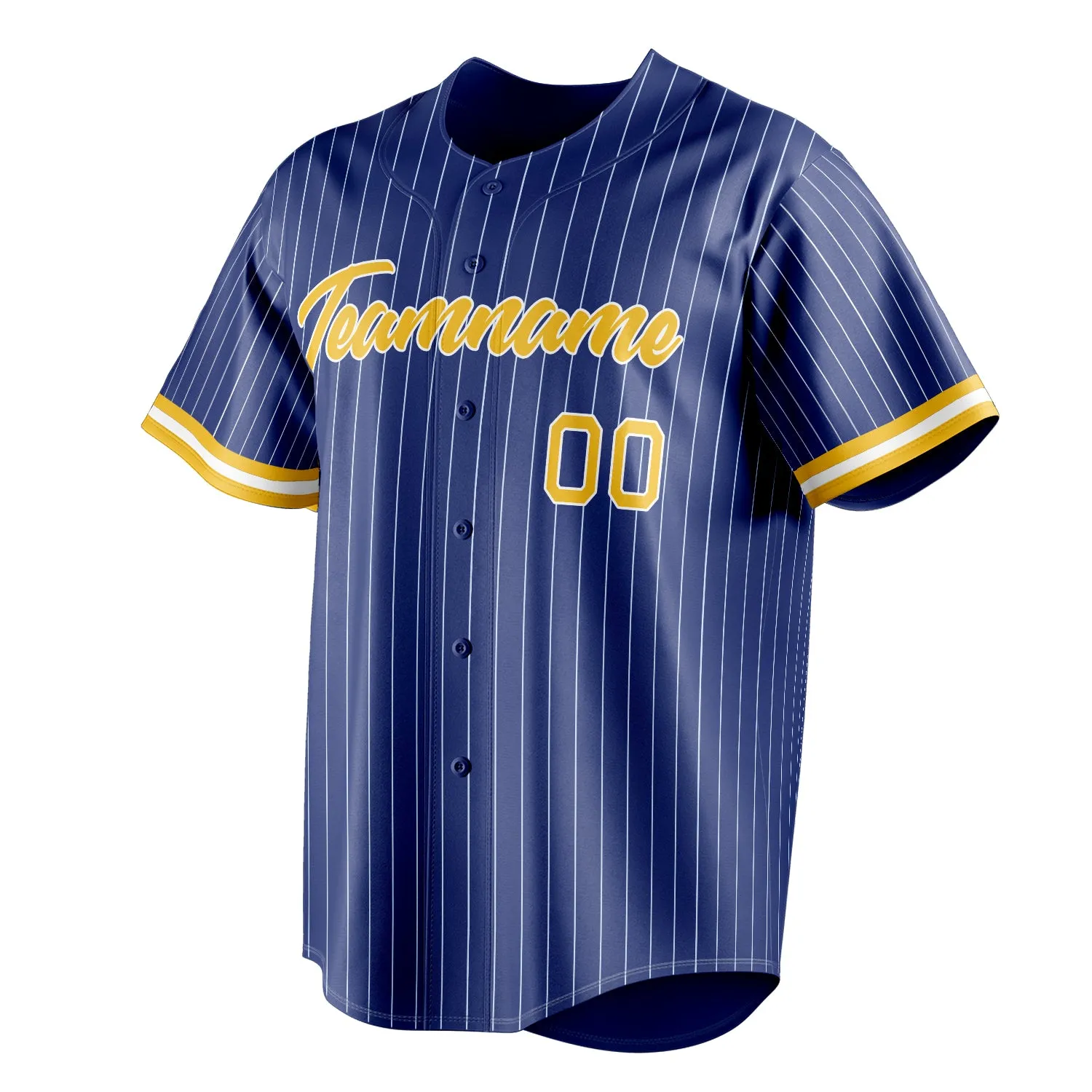 Custom Royal & Gold White Pinstripe Fan Baseball Jersey sold by Tailorly product image thumbnail 3