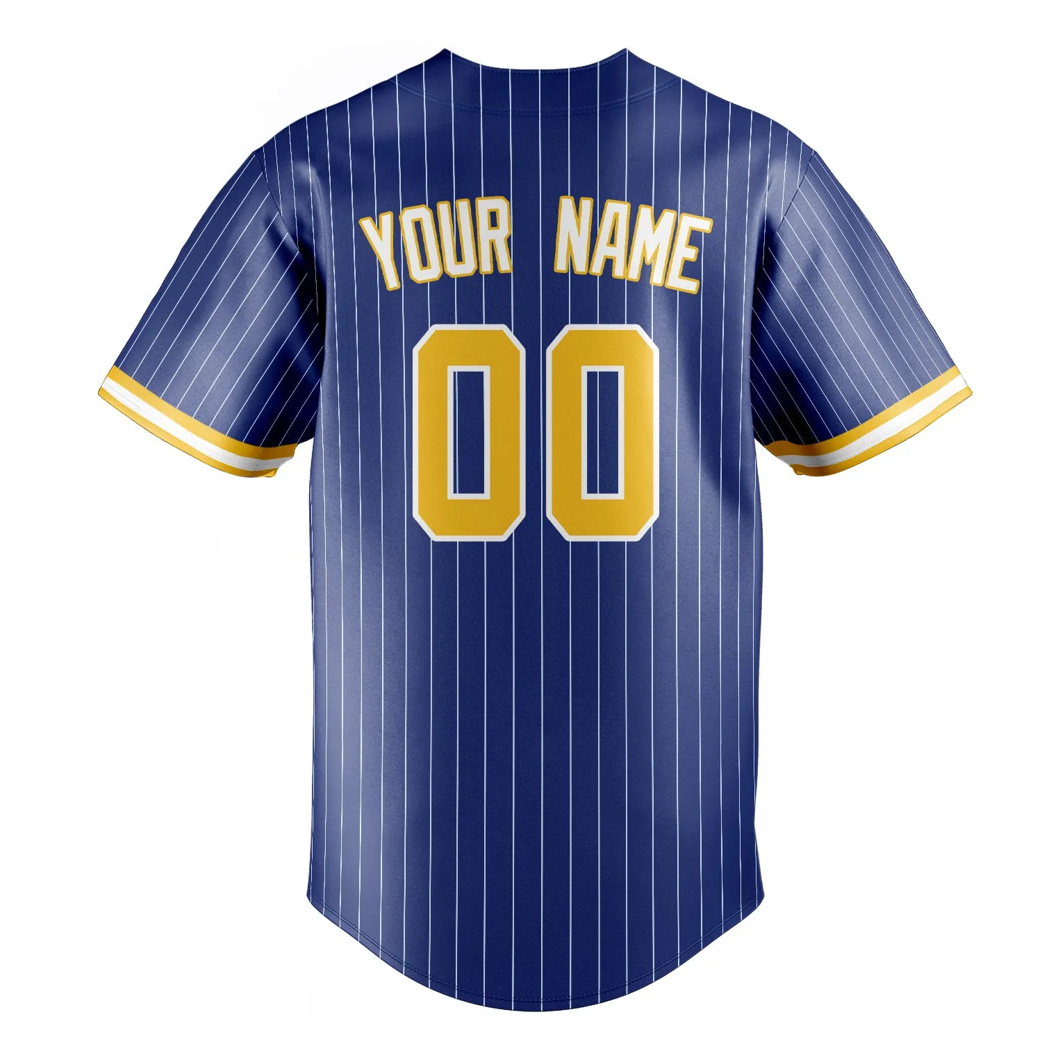 Custom Royal & Gold White Pinstripe Fan Baseball Jersey sold by Tailorly product image thumbnail 4