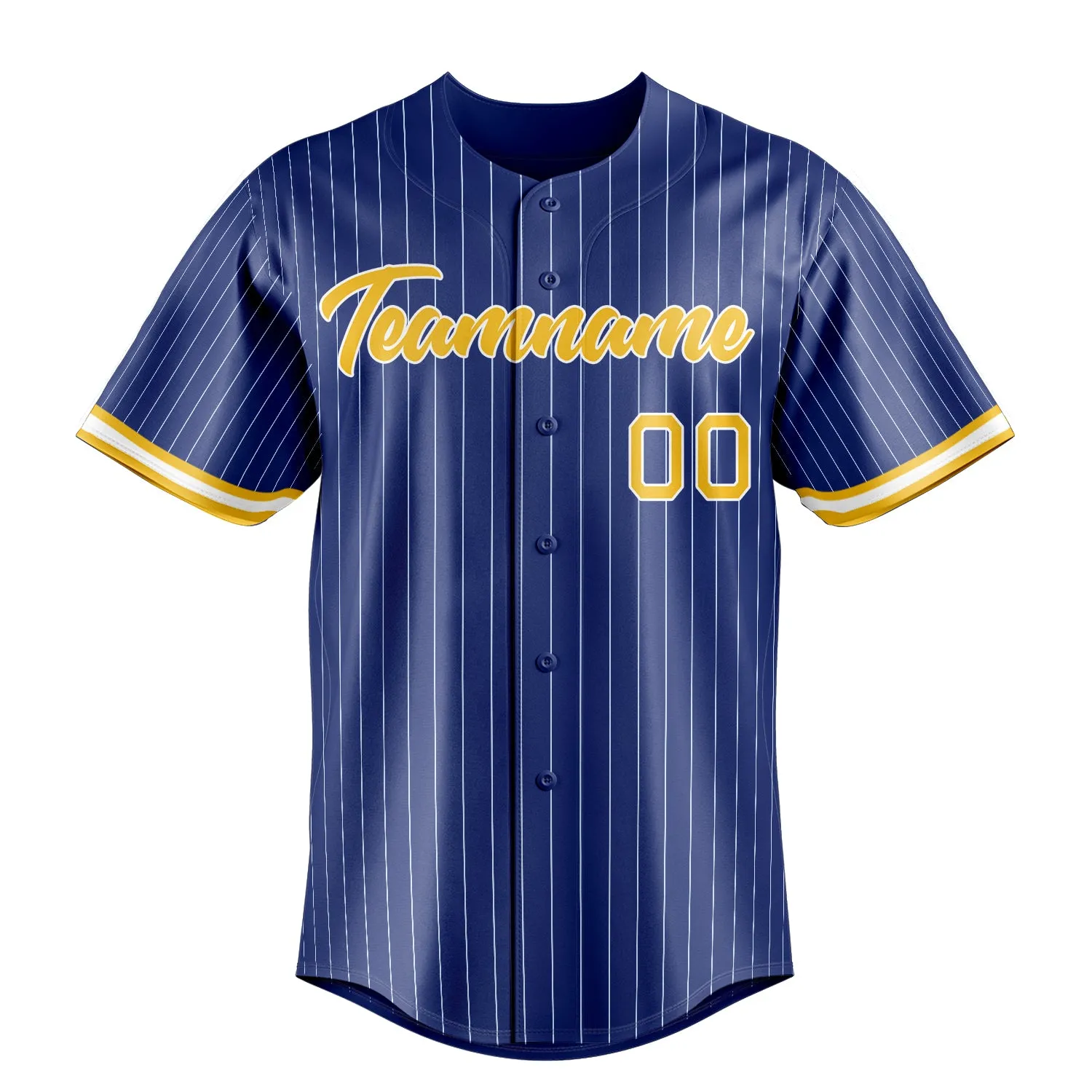 Custom Royal & Gold White Pinstripe Fan Baseball Jersey sold by Tailorly product image thumbnail 2