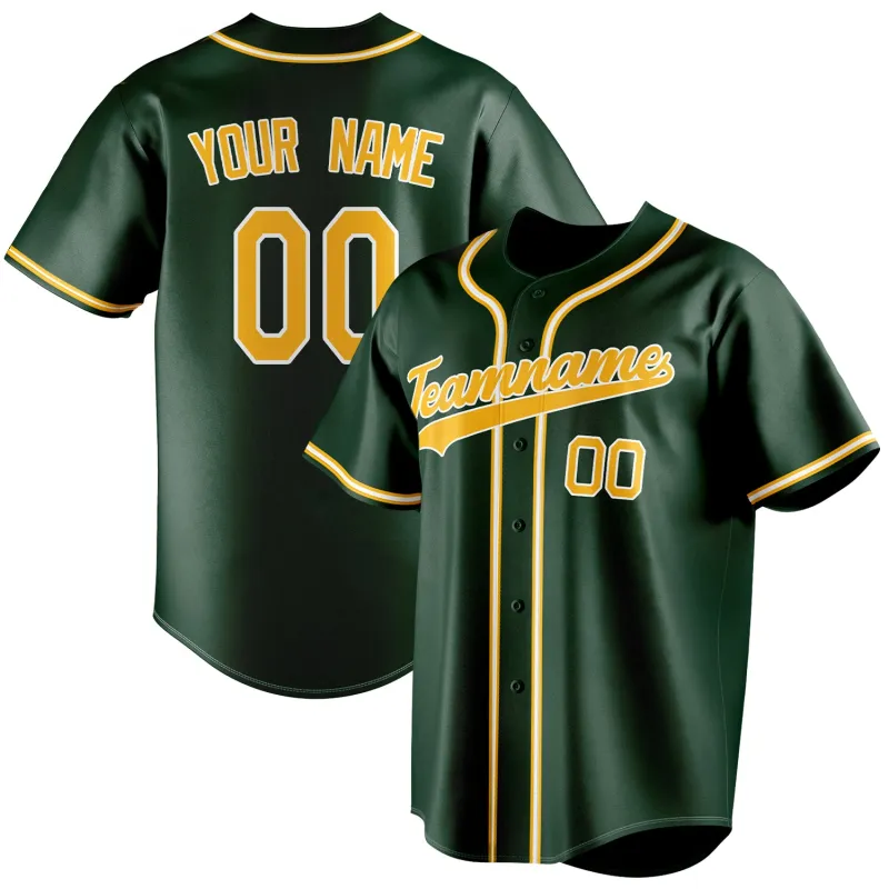 Custom Green & Gold Color Fan Baseball Jersey sold by Tailorly