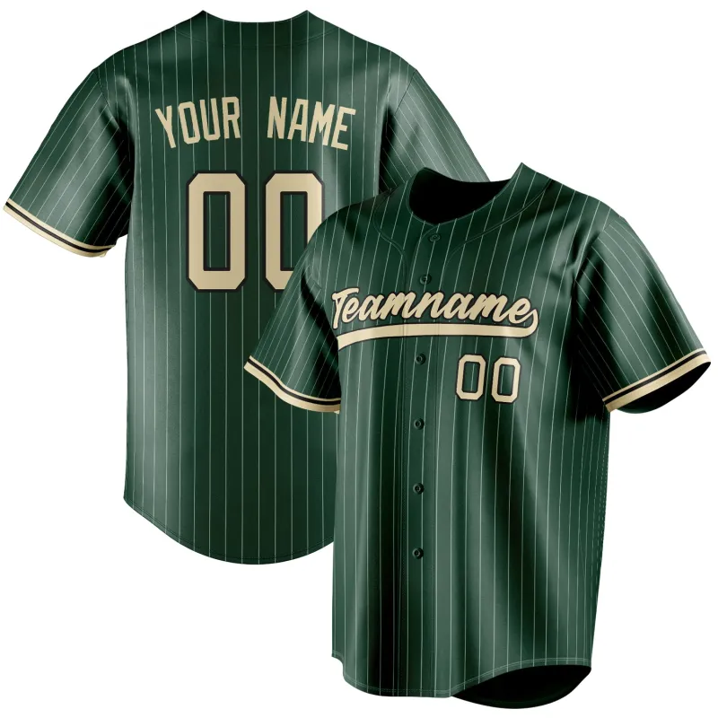 Custom Green & Cream White Pinstripe Fan Baseball Jersey sold by Tailorly
