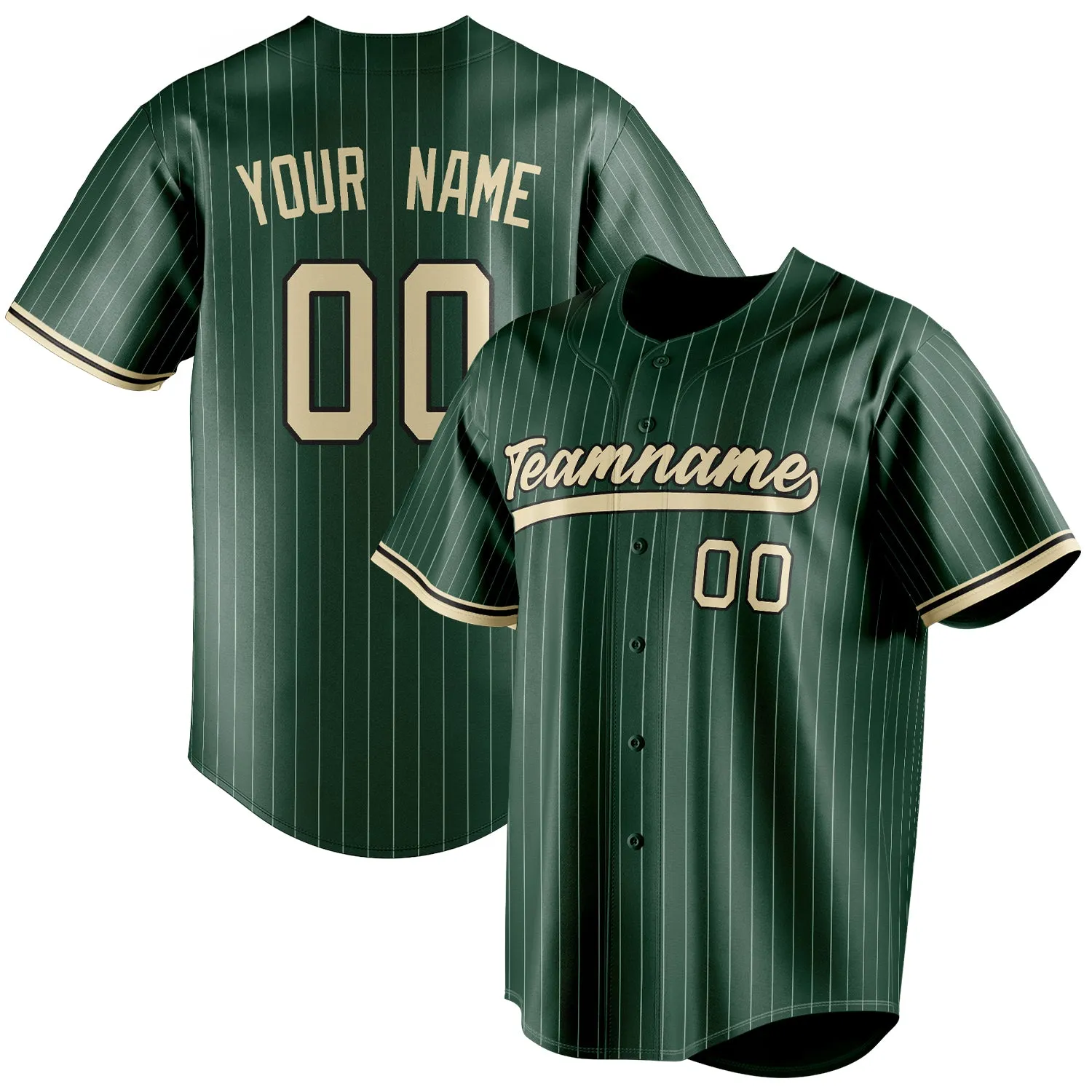 Custom Green & Cream White Pinstripe Fan Baseball Jersey sold by Tailorly