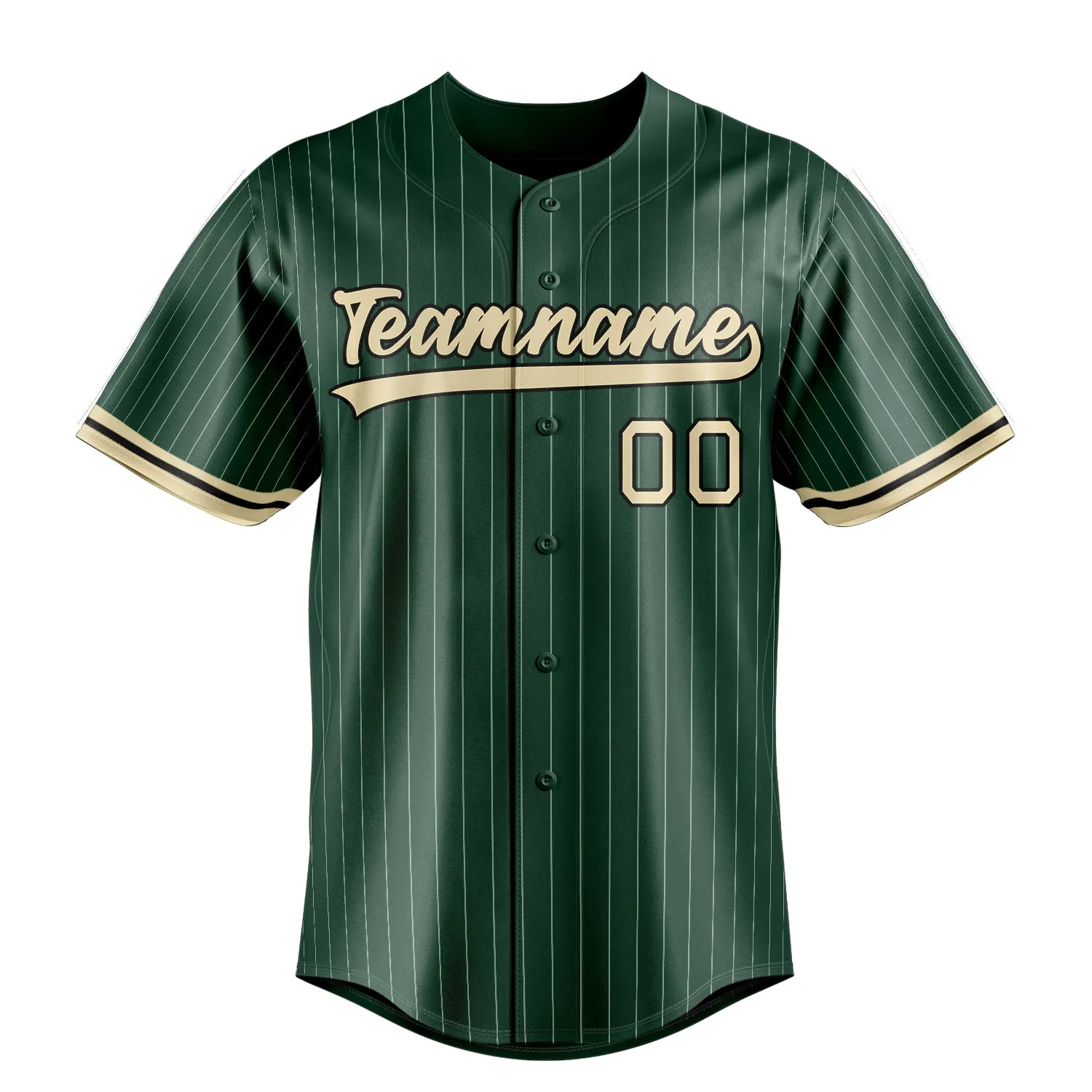 Custom Green & Cream White Pinstripe Fan Baseball Jersey sold by Tailorly product image thumbnail 2