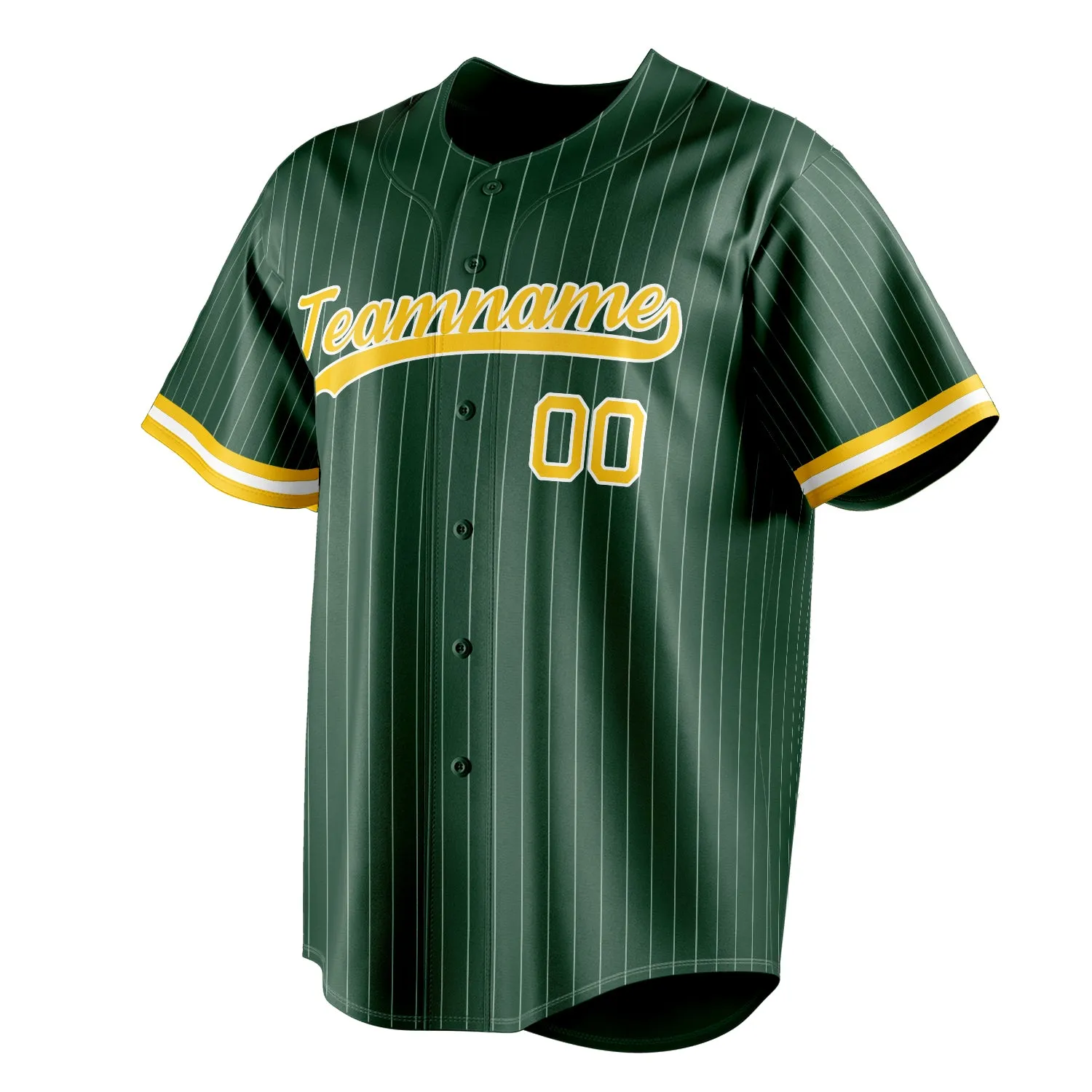 Custom Green & Gold White Pinstripe Fan Baseball Jersey sold by Tailorly product image thumbnail 3