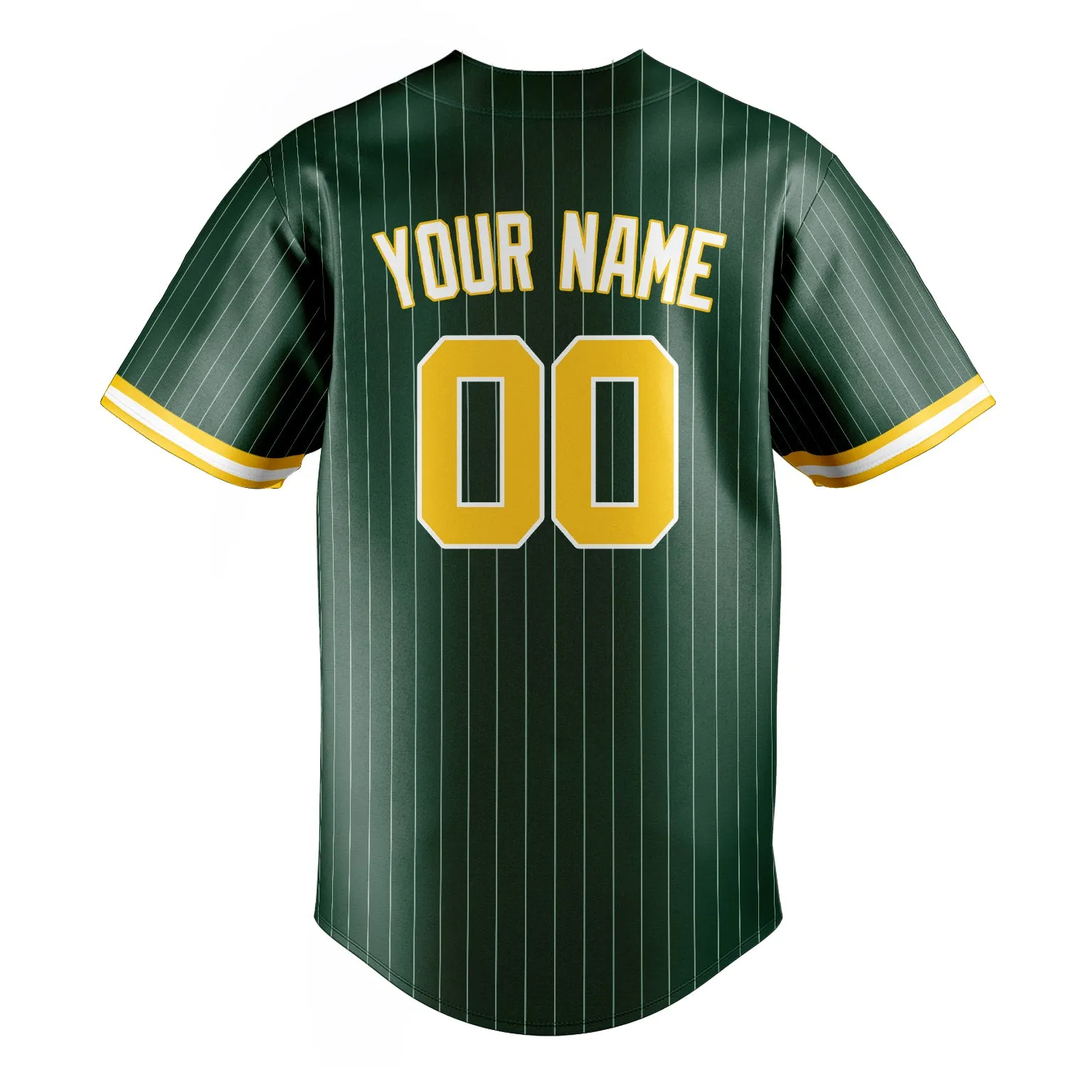 Custom Green & Gold White Pinstripe Fan Baseball Jersey sold by Tailorly product image thumbnail 4