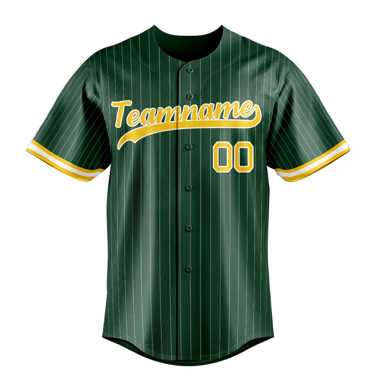 Custom Green & Gold White Pinstripe Fan Baseball Jersey sold by Tailorly product image thumbnail 2