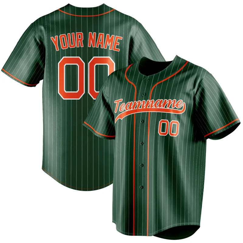 Custom Green & Orange White Pinstripe Fan Baseball Jersey sold by Tailorly