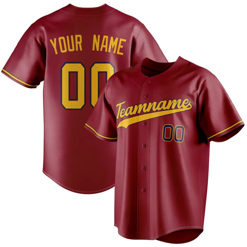 Custom Maroon & Gold Color Fan Baseball Jersey sold by Tailorly