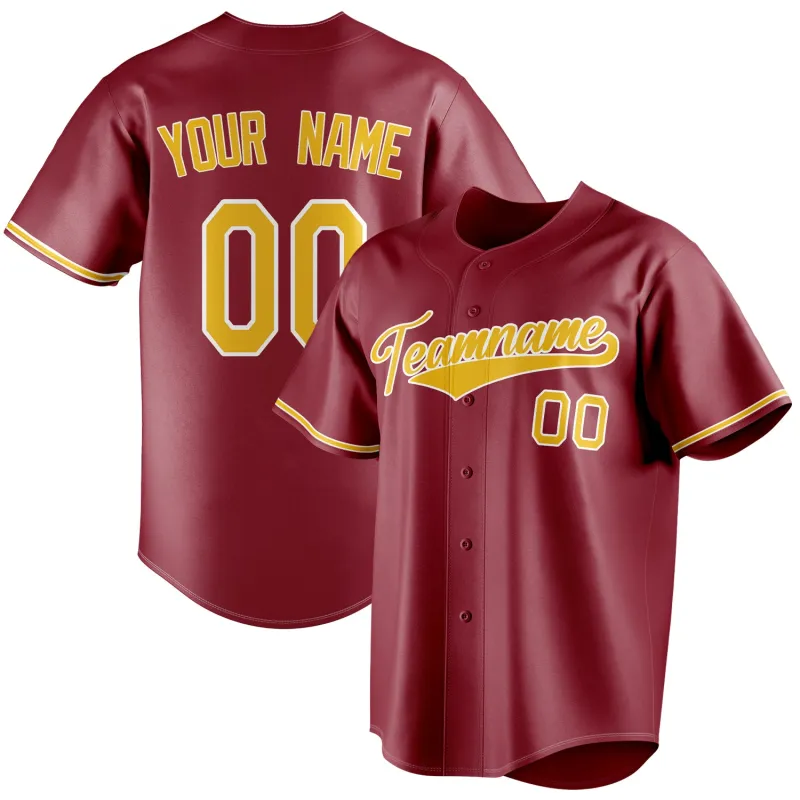 Custom Maroon & Yellow Color Fan Baseball Jersey sold by Tailorly
