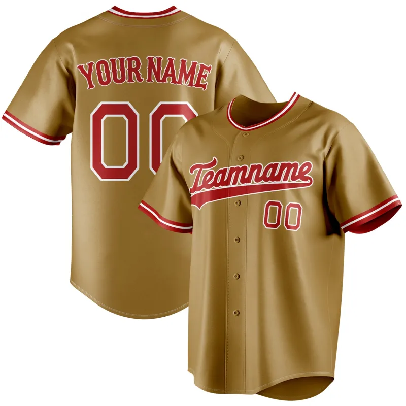 Custom Old Gold & Red Color Fan Baseball Jersey sold by Tailorly