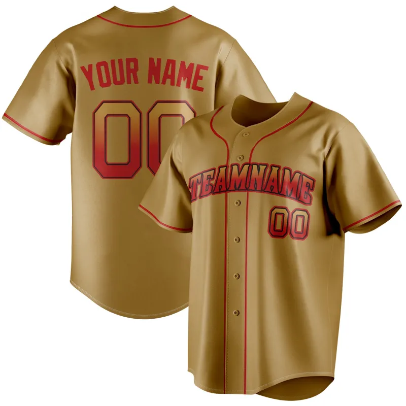 Custom Old Gold & Red Color Fan Baseball Jersey sold by Tailorly
