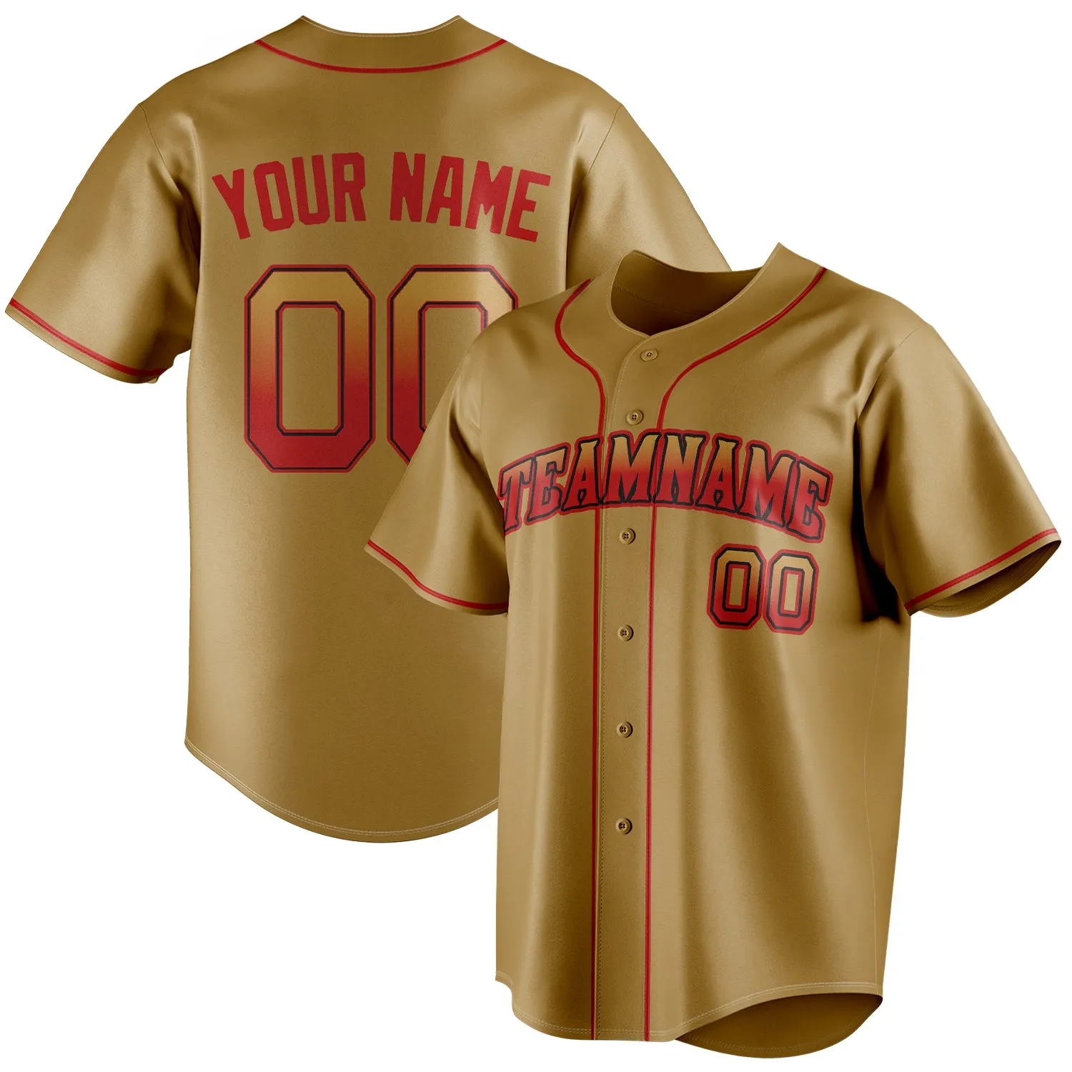 Custom Old Gold & Red Color Fan Baseball Jersey sold by Tailorly