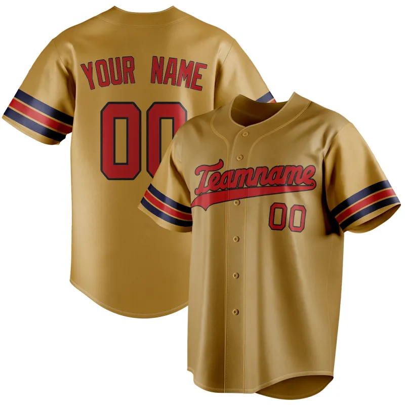 Custom Old Gold & Red Color Fan Baseball Jersey sold by Tailorly
