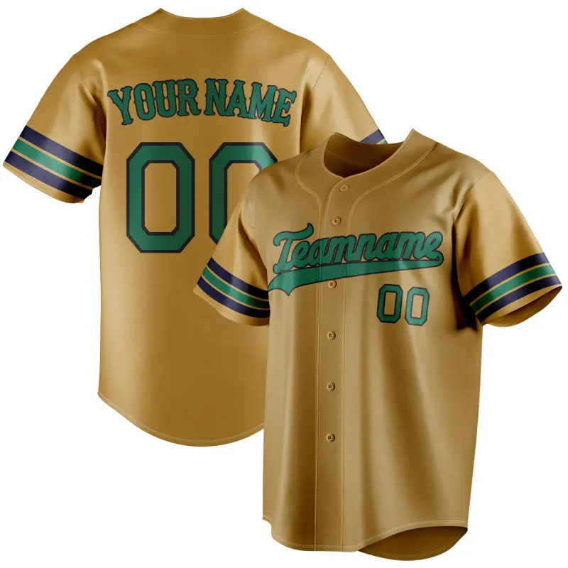 Custom Old Gold & Kelly Green Color Fan Baseball Jersey sold by Tailorly